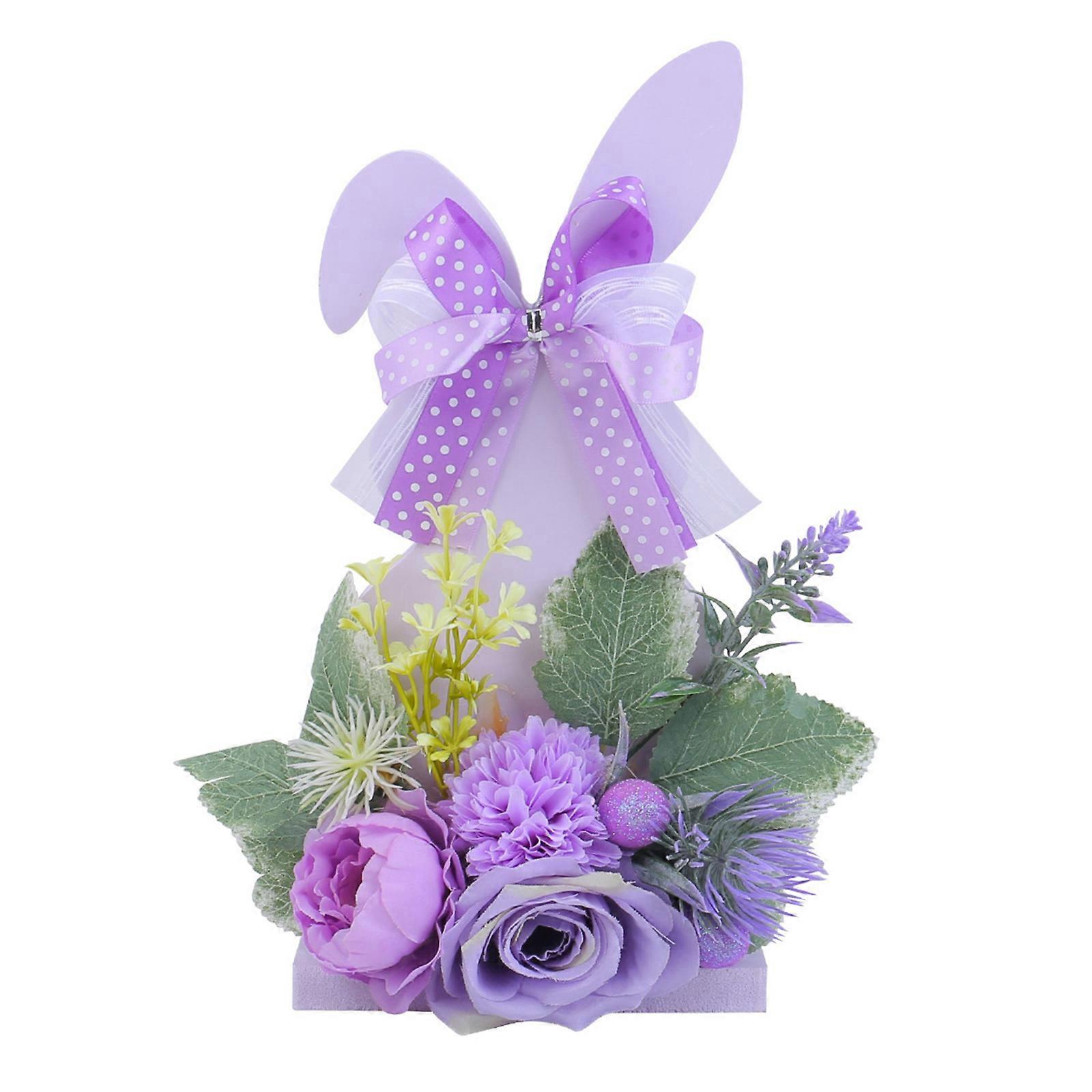Rabbit Eggs Wood Sign Desk Decoration Easters Rabbit Eggs Wood Plaque with Flower Adding Charm To Holiday Gatherings