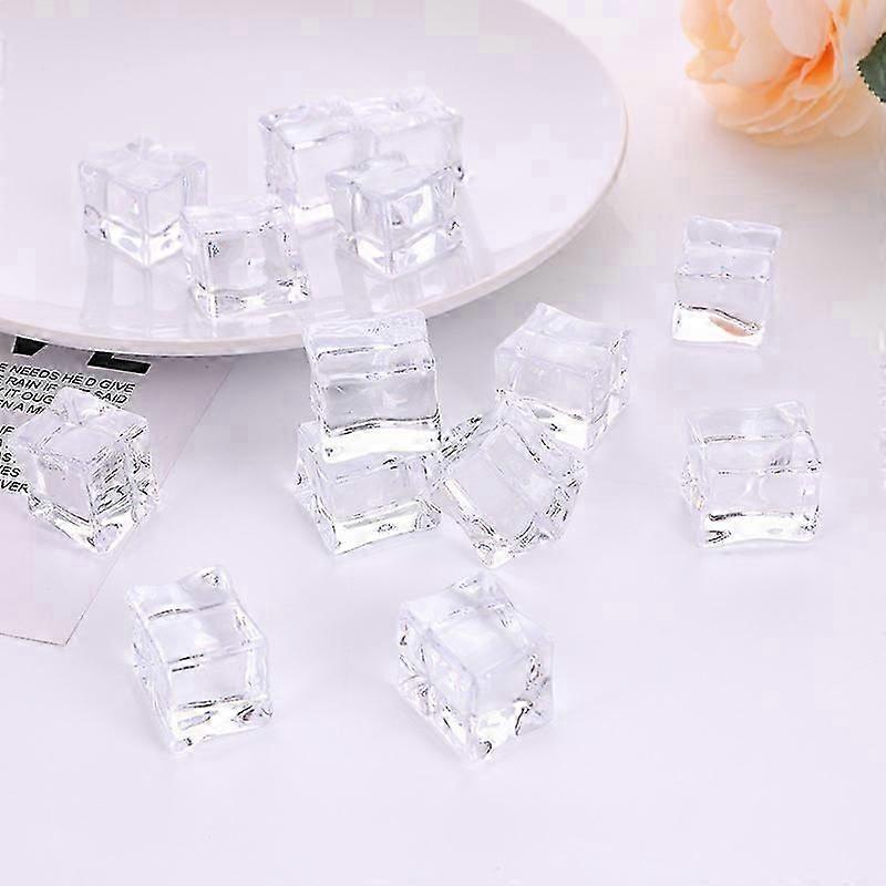 100 Pieces Clear Fake Ice Cubes Square Acrylic Gems Acrylic Clear Ice Rocks Fake Ice Cubes Display Wedding Display Vase