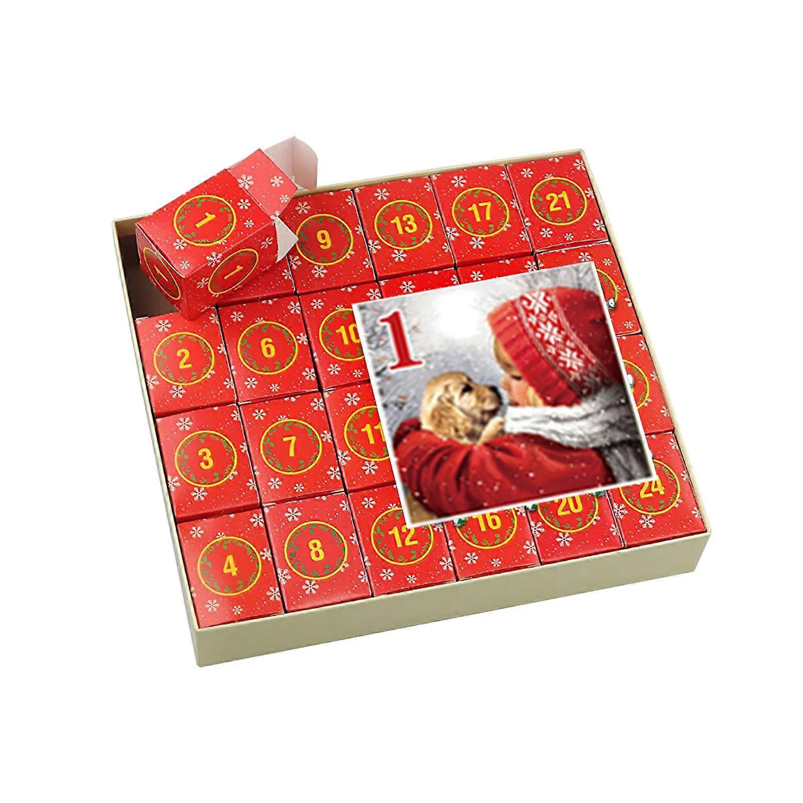 24 Days Christmas Advent Calendar Box Puzzles Countdown Calendar Decor Surprise Kid Christmas Advent Gift
