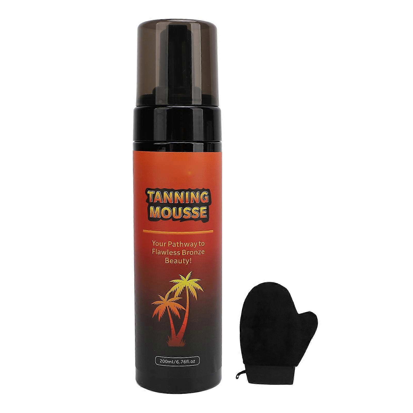 200ml Sunless Tanner Mousse Bronze Tan Sunless Tanning Body Bronzer Mousse Foam with Mitt