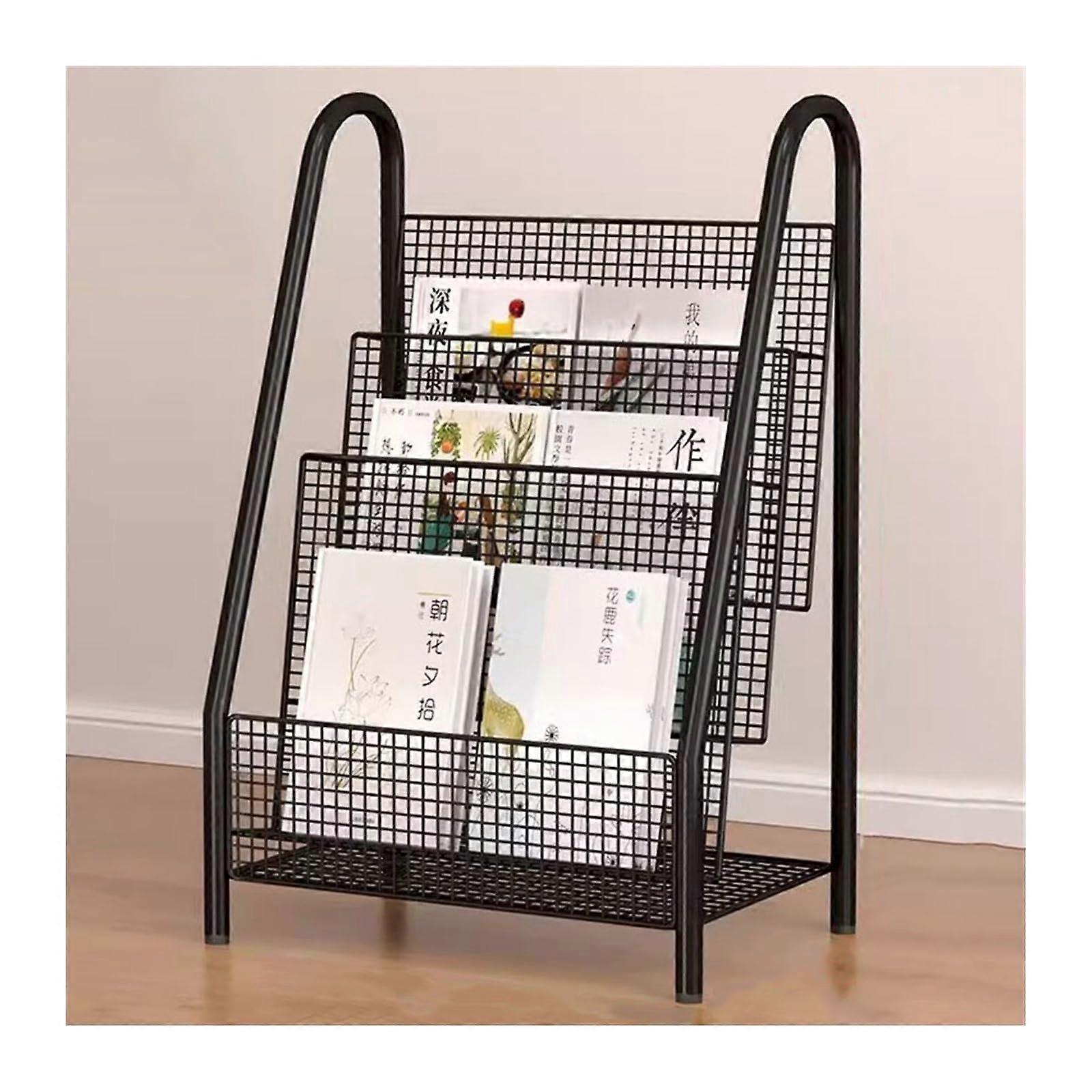 Floor Standing Magazine Shelf, Floor to Ceiling Magazine Shelf, Simple Bookcase, spaper Rack, Iron Shelves