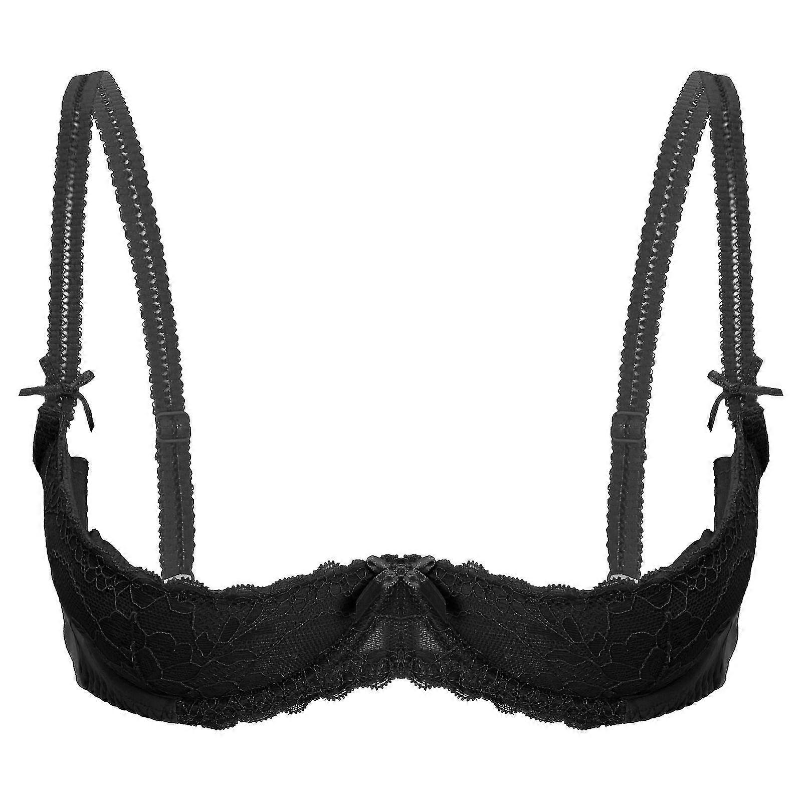sexy kvinners undertøy åpen bryst push up BH 1/2 kopp bøyler blonder justerbar stropp polstret brystholder