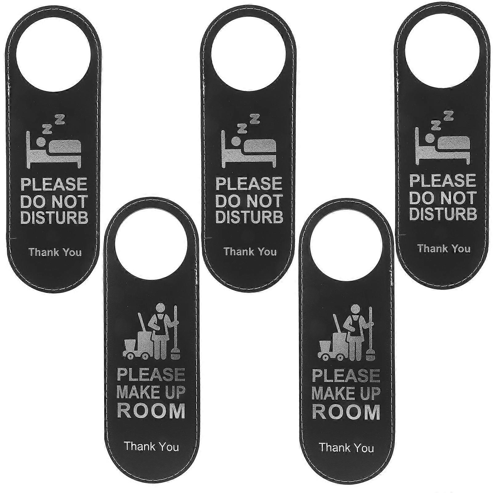 5pcs Reversible Do Not Disturb Door Hanger Signs – Double Sided Cleaning Sign for Hotel Rooms, Lounges & Offices – Design