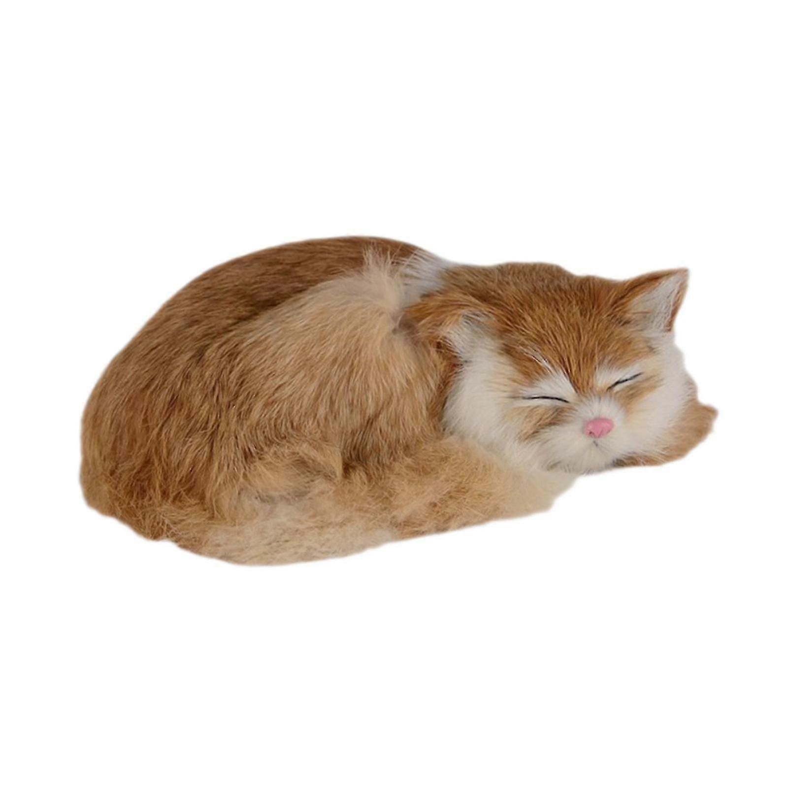 Adorable Soft Plush Cat Toy Realistic Design Ideal for Collection in Living Room, Car, or Office, Yellow Color
