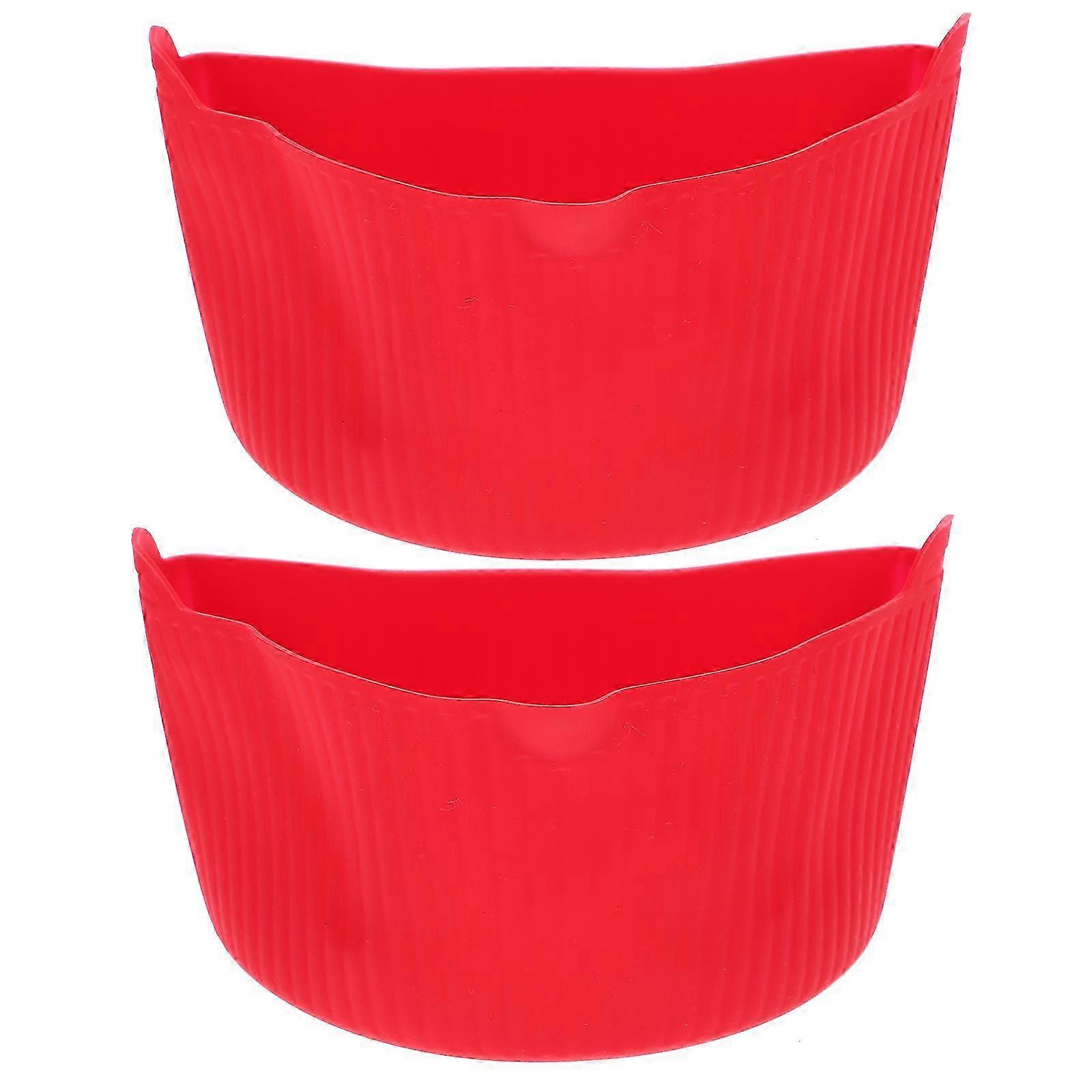 2Pcs Silicone Slow Cooker Divider - Multi-function Cooking Insert (27.5x21.5x11cm) - Red