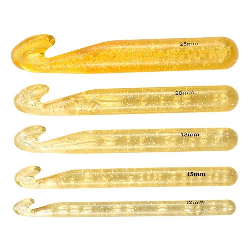 Ergonomic Hook Knitting Needles Set Handmade Projects Golden 5Pcs