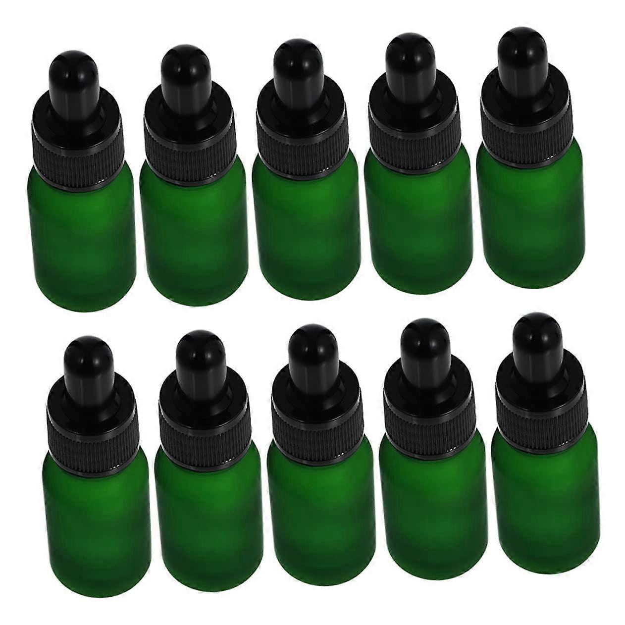 Essential Oil Dropper Bottles 10 Pack 30ml Frosted Glass Bottles Leakproof Sturdy for Travel and Storage 10.2x3.3cm Green