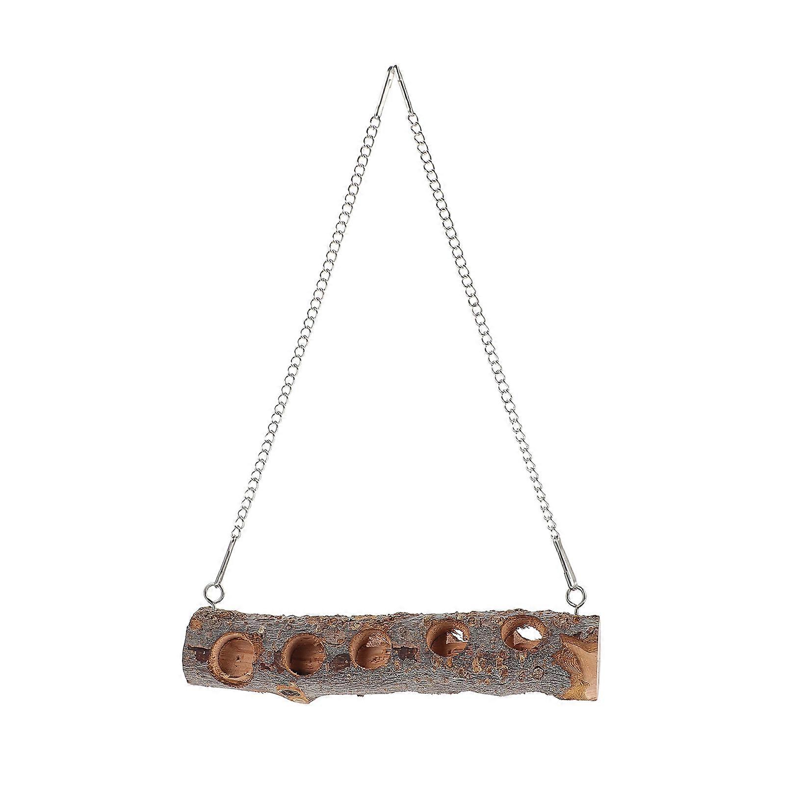 Hanging Parrot Toy for Pet Use Brown Synthetic Material Durable Safe Bite Resistance