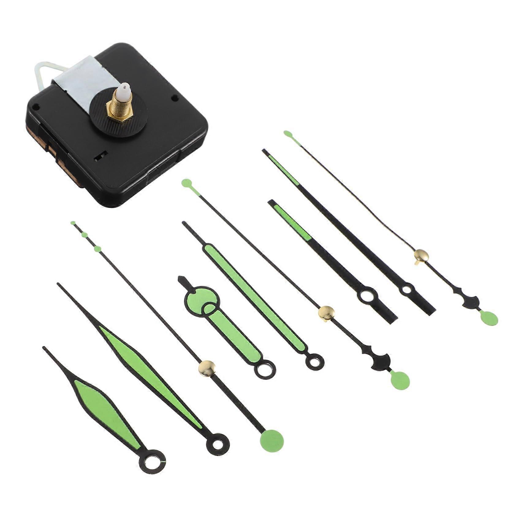 3 Sets Wall Clock Movement Kit with Pendulum Silent Battery Quartz Mechanism Light Green Plastic Replacement Parts