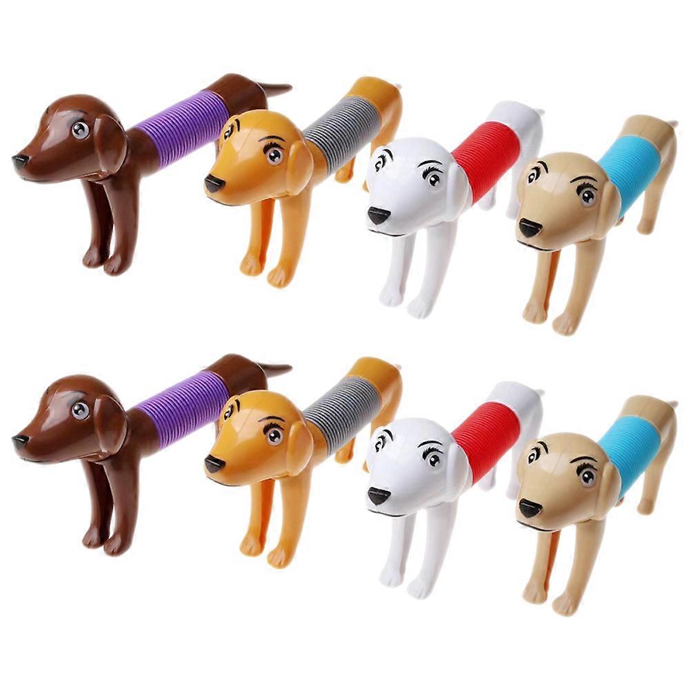 8pcs Stretchy Pop Tube Sensory Dog Telescopic Puppy Plaything for Interactive Teething Decompression Activities
