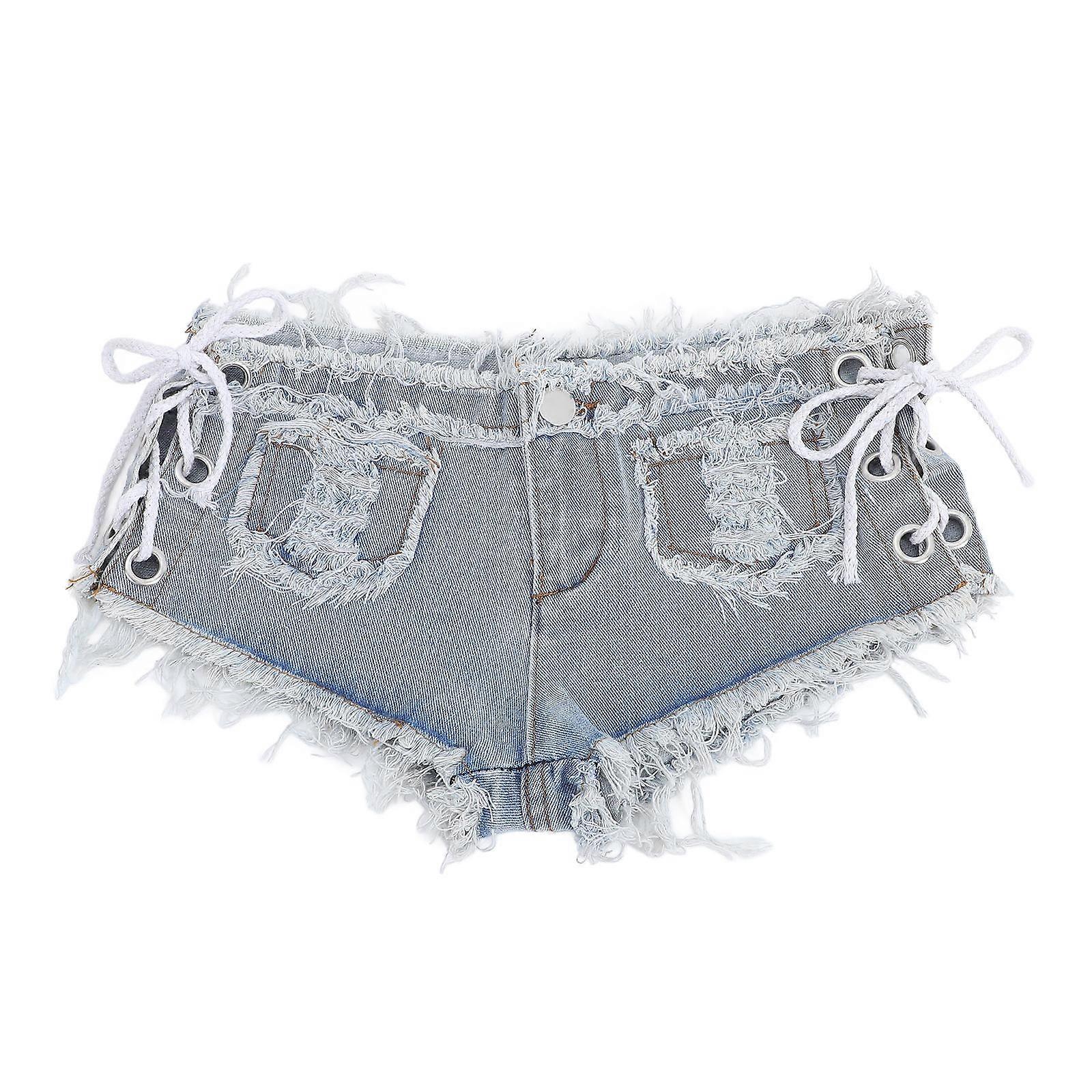 Low Rise Jeans Women Denim Shorts Hot Pants for Stylish Summer Activities Light Blue S 1Pcs