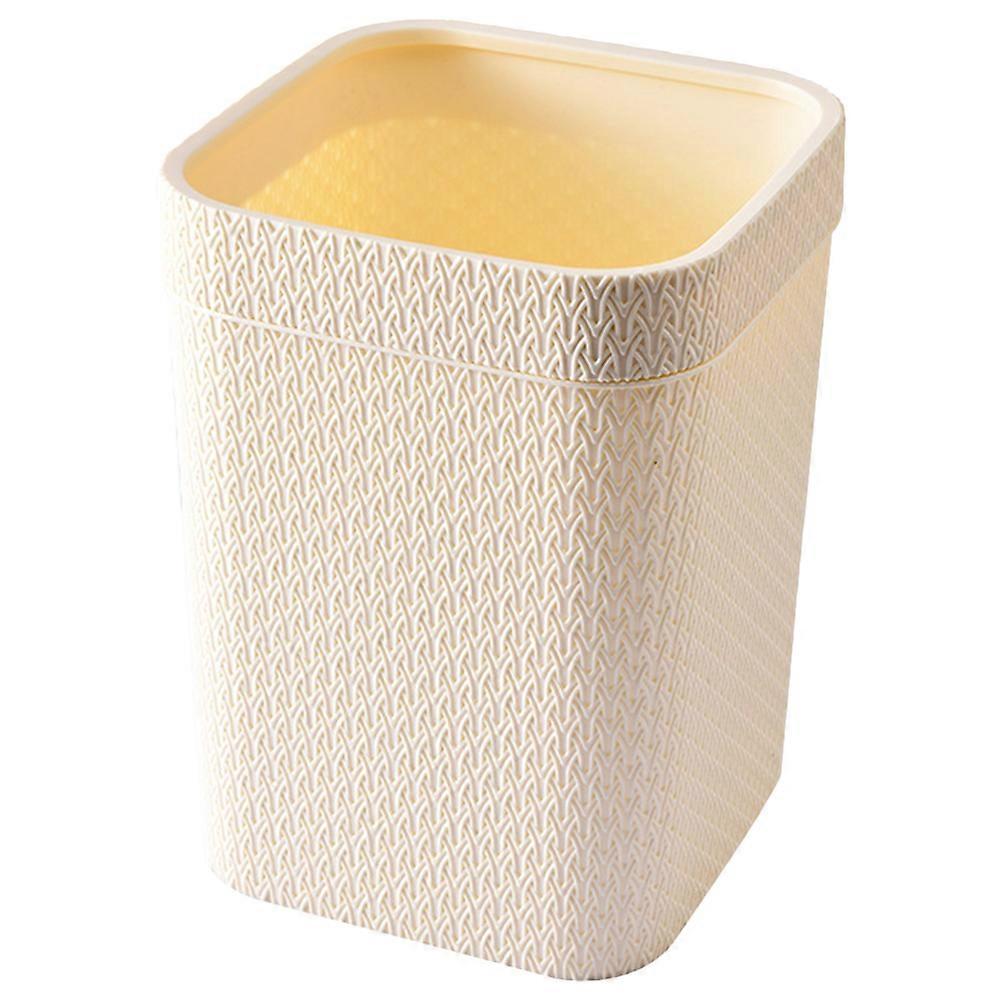 Optimized Title:
**Large Capacity Desk Garbage Bin with Simulated Rattan Design, Sturdy Detachable Liner for Bathroom, Office, and Kitchen Use**