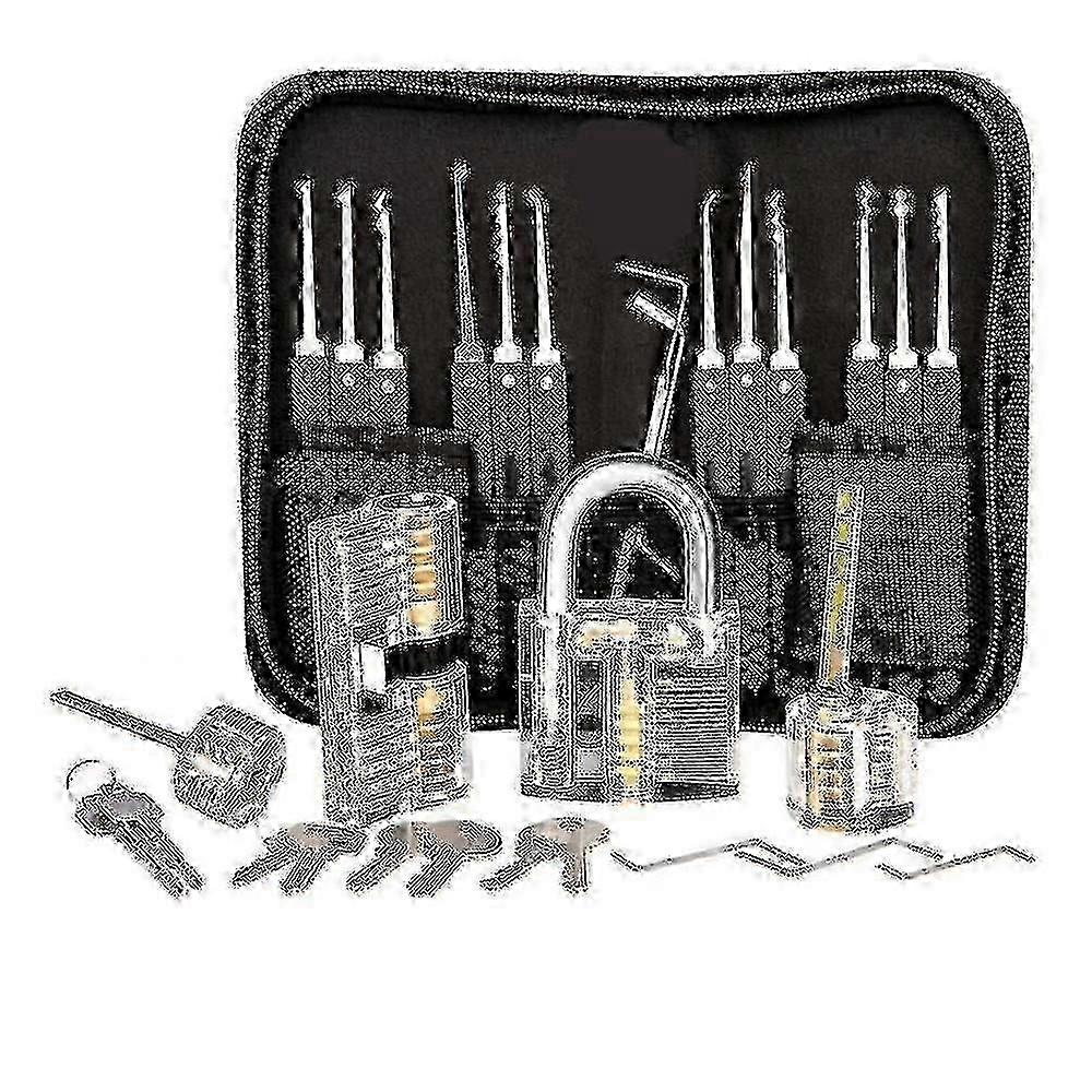 Lock Picking Kit, 25-delige Lock Picking Kit, Oefengereedschap met 3 Clear Locks_aa