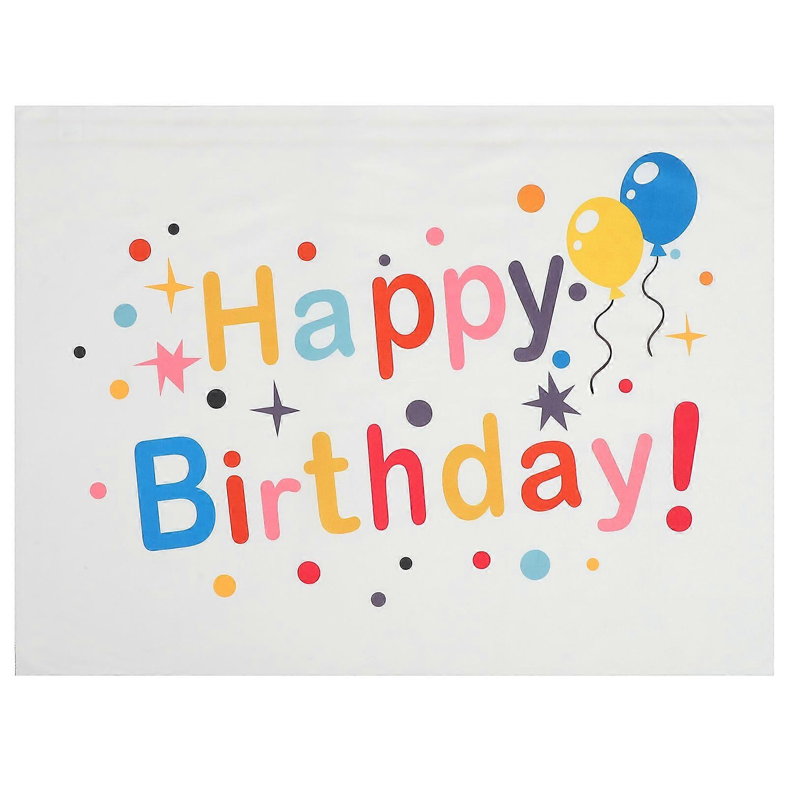 Bright Birthday Banner Rectangular Shape Durable Celebration Decor Multi-Colored 100x75x0.1CM 1Piece