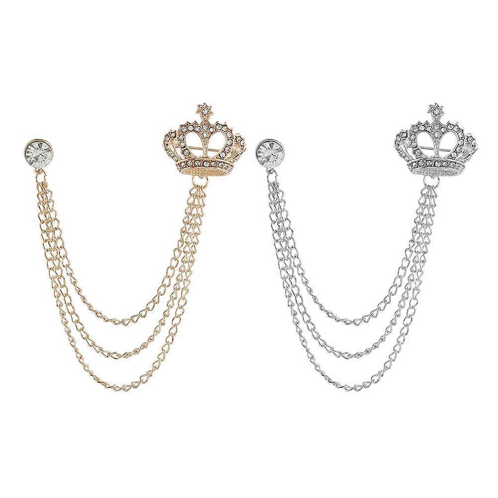 סגנון שיק סיכת ציצית קליפ ריינסטון צווארון סיכה לחולצה 2 יחידות