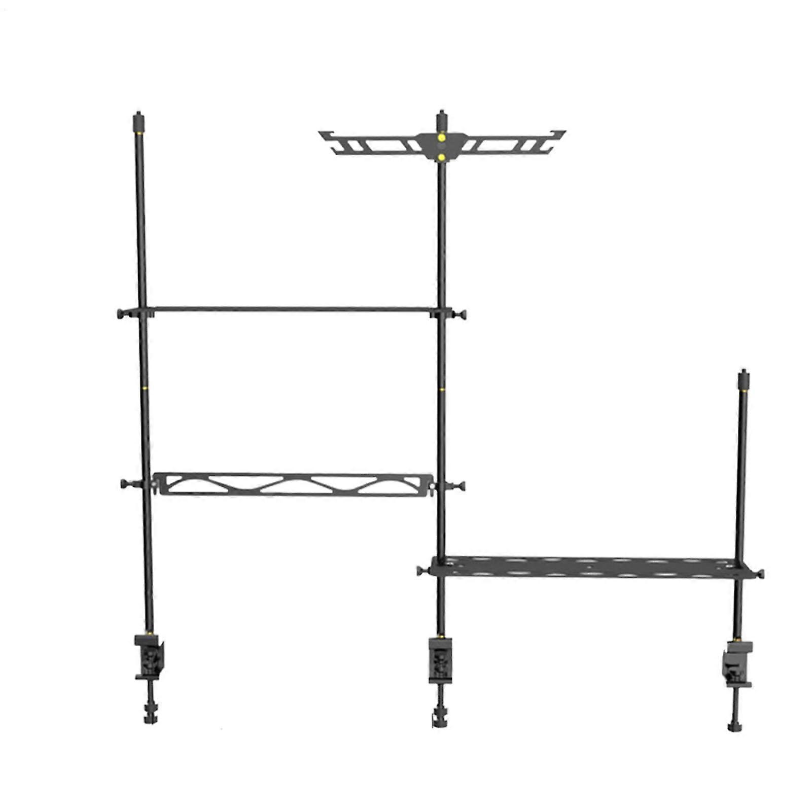 Camping Storage Shelf LED Tent Lights Lantern Stand Light Pole Portable All In One Camping Organizer Tableware