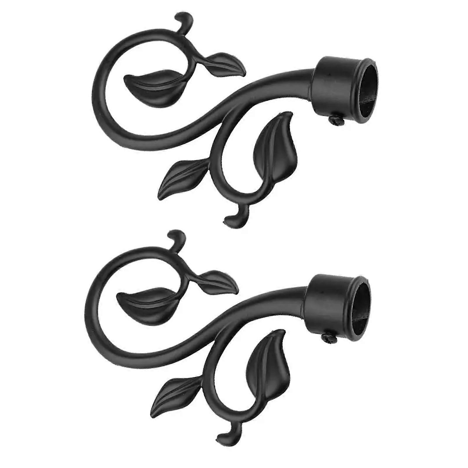 Curtain Rod Finials - 1 Pair Decorative End Caps For 22 mm Curtain Rods, Black Finish, Fits Windows And Rails