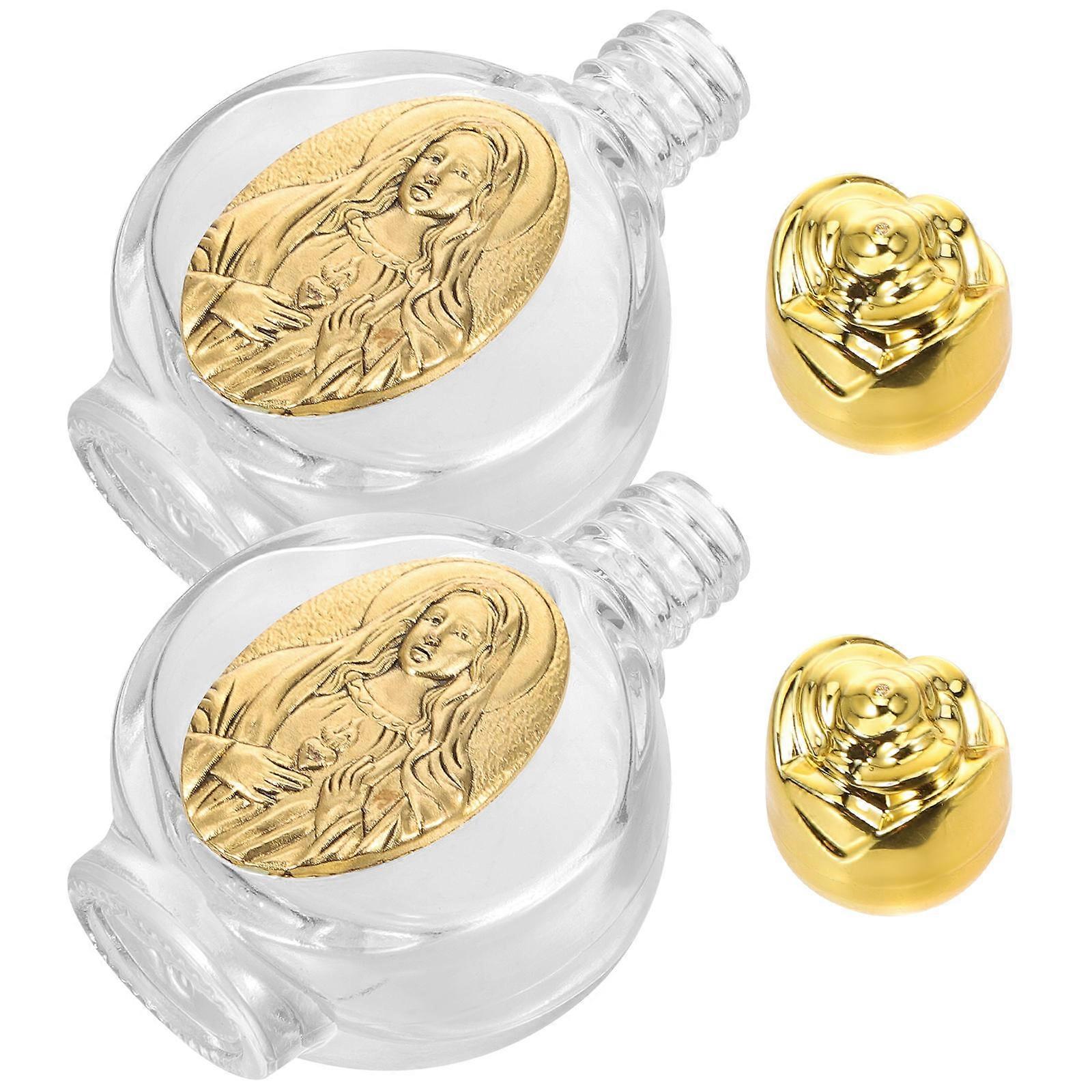 Golden Holy Water Bottle Refillable Leak-proof Compact 2Pcs