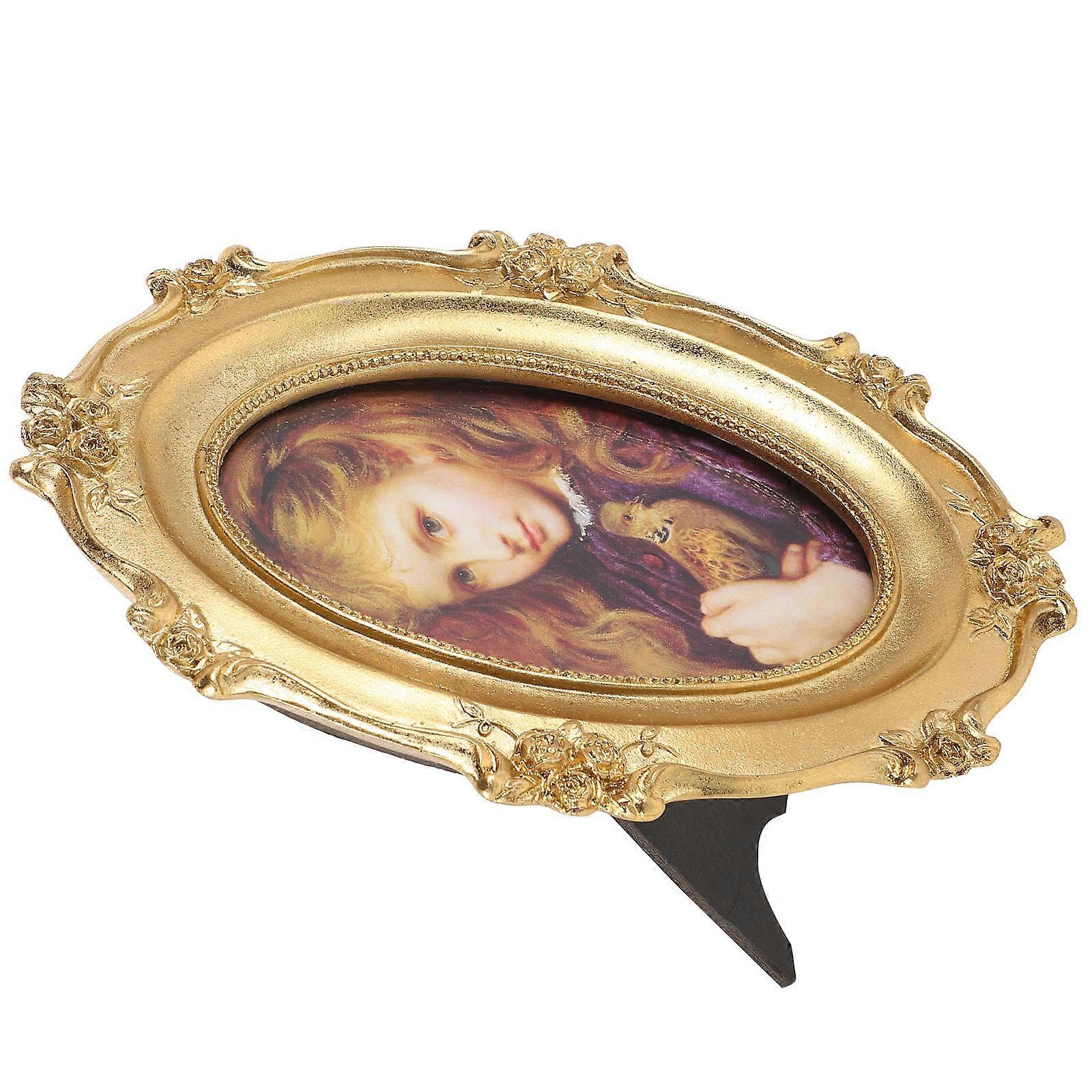 Vintage Photo Holder Oval Picture Frame Indoor Use Retro Style Wall Mounting 1Set