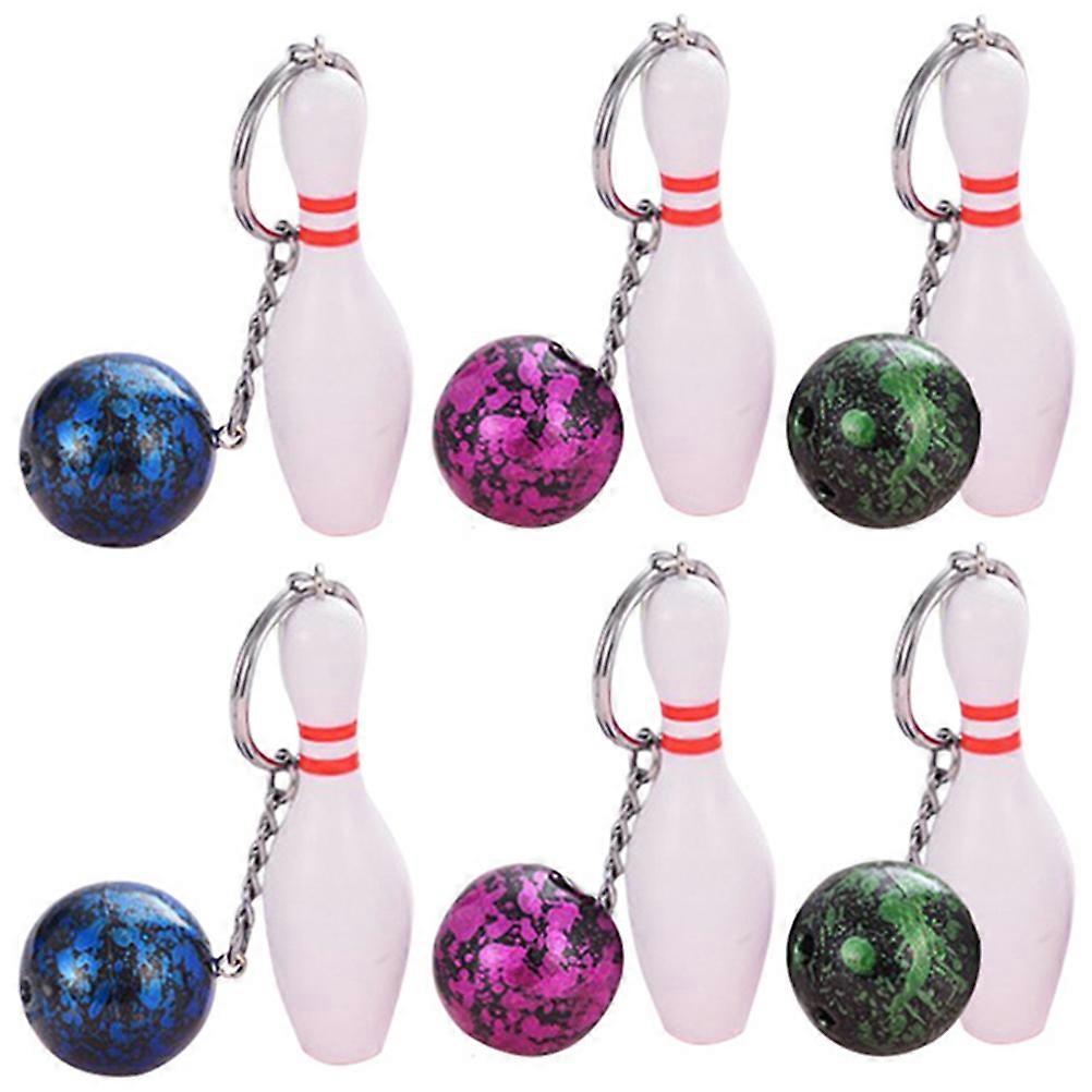 Bowling Keyring Key Tags Players PVC Material 6Pcs