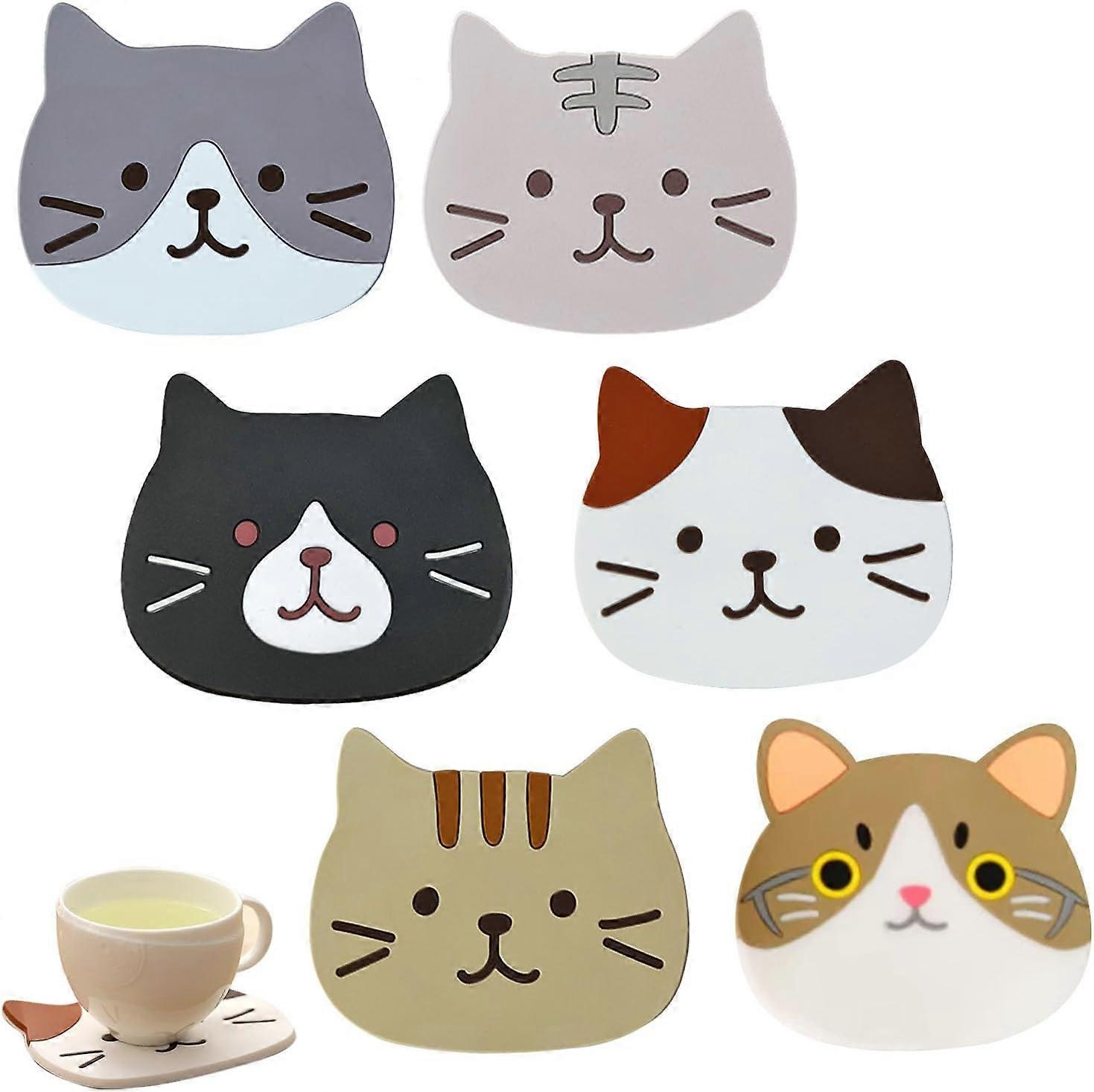 6-pack silicone coasters non-slip washable coasters