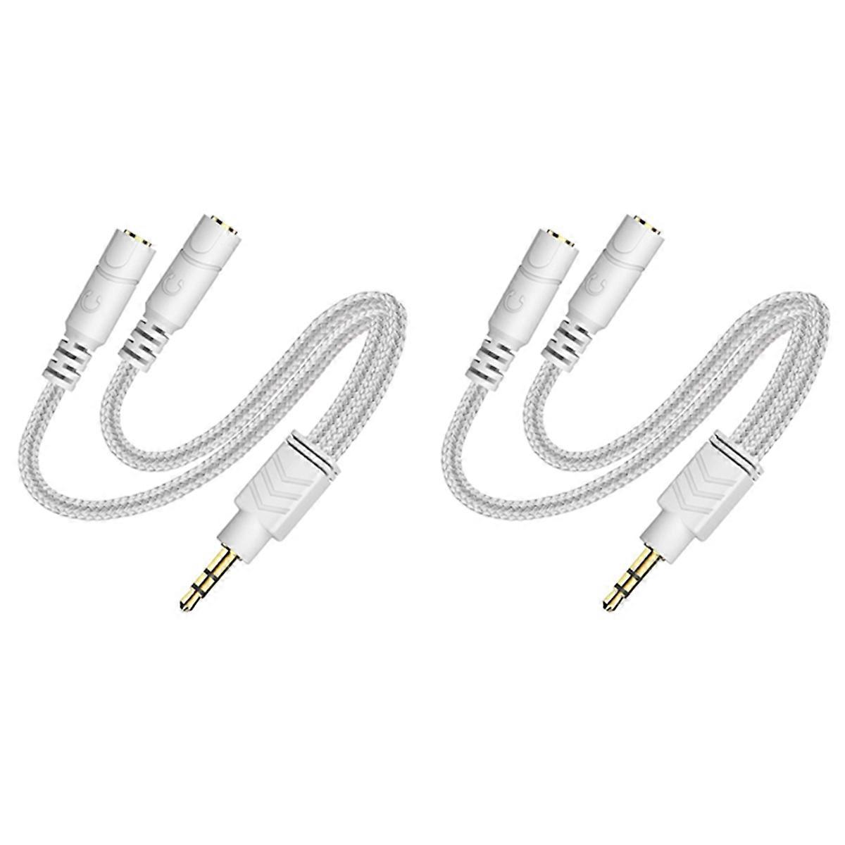 Knitted 3.5mm Audio Splitter TRS 3-Pole Splitter Cable -white