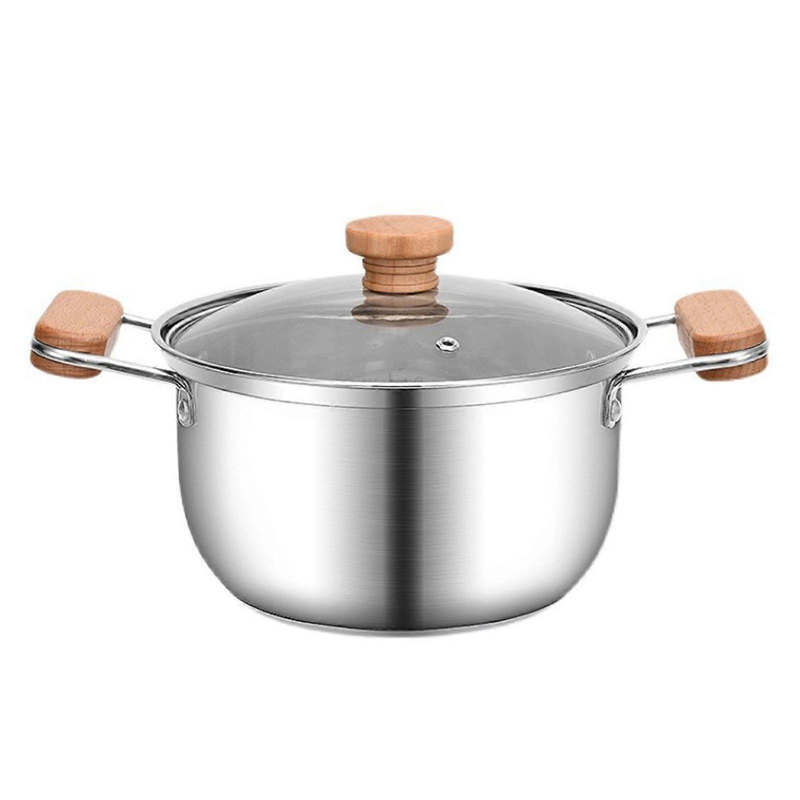 Marmite en acier inoxydable à deux poignées, facile à nettoyer, pour soupe, ramen, porridge, pour cuisinière à induction, 22 cm/8,7 pouces