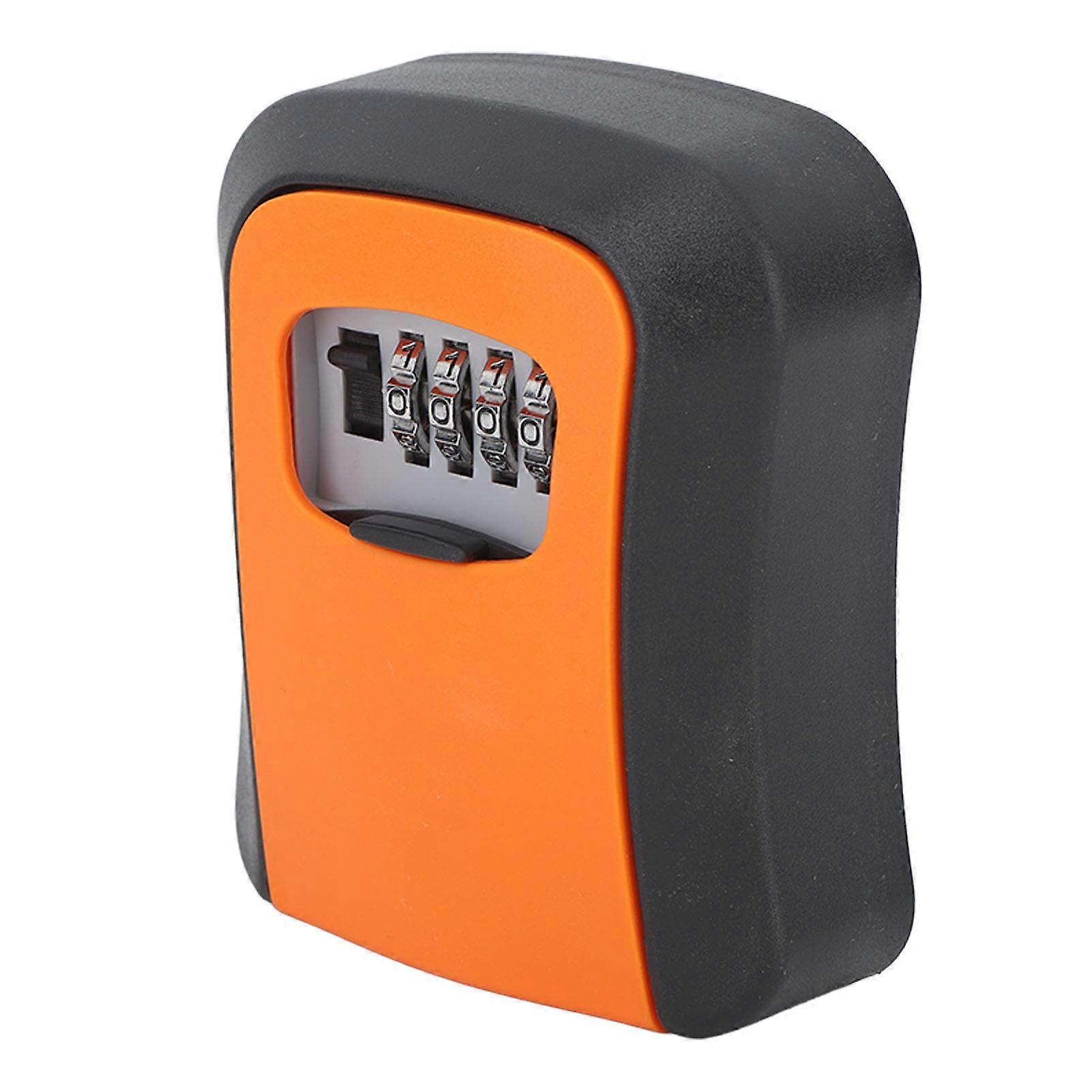 Key Lock Box Wall Mounted Combination Lockbox for Outside House Keys 5 Keys Capacity Key Safe Security Storage Lock Box Orange (with Dust Cover) 