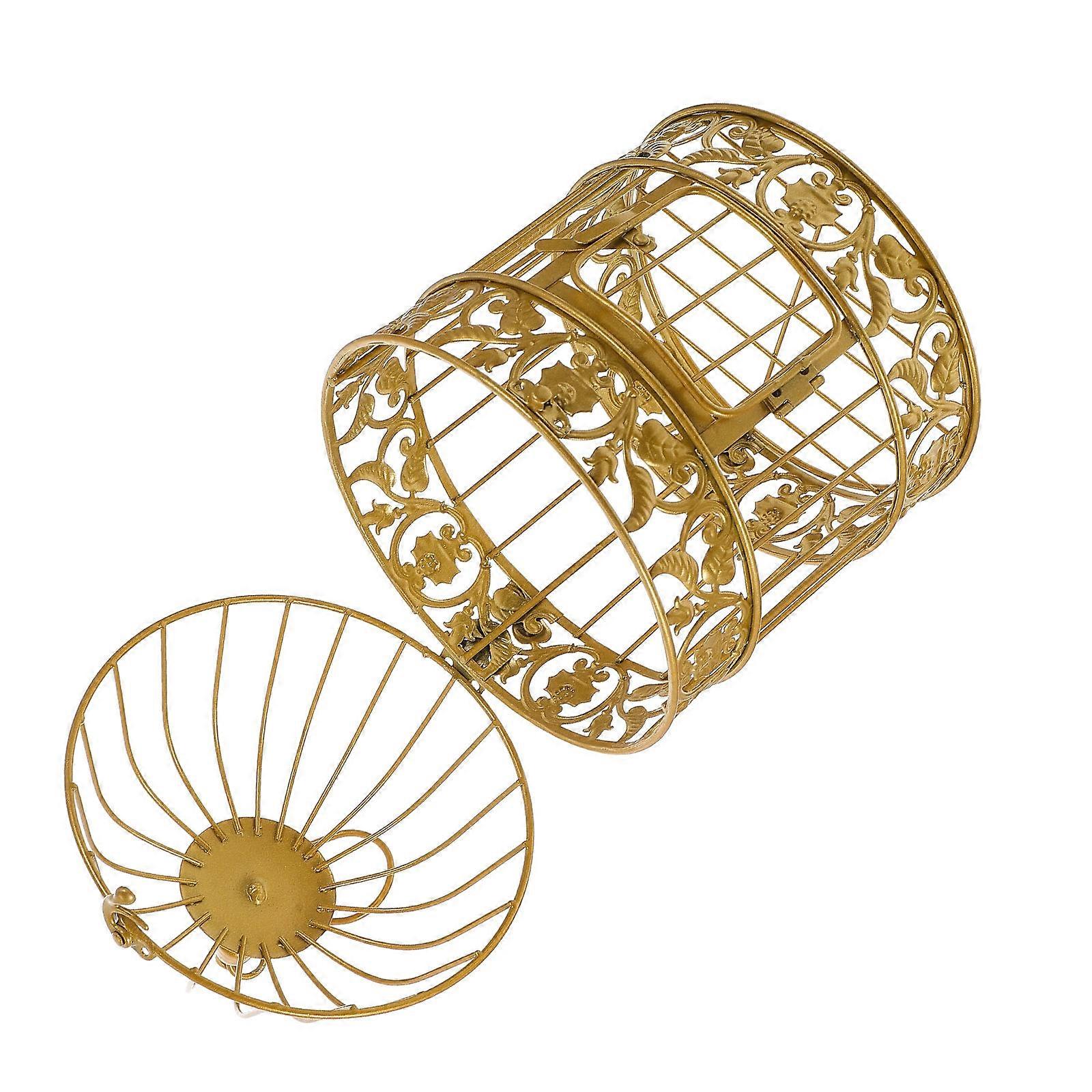 Cage Decor Diy Iron Birdcage Gardening Office Decoration Golden 35X19CM 1Pack
