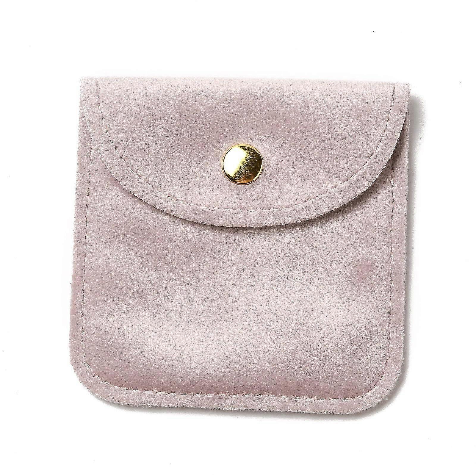 Microfiber Jewelry Pouch 8x8 cm Pink, Snap Closure, Envelope Style Gift Packaging, 10 Pack