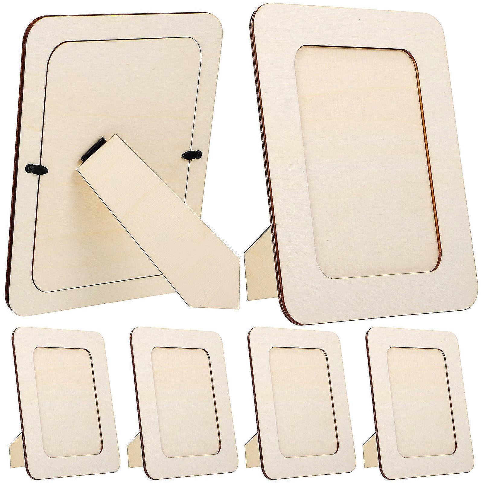 6pcs DIY Unfinished Wooden Photo Frames for Custom Painting – Rectangular Craft Frames for Table Display – Home Decoration