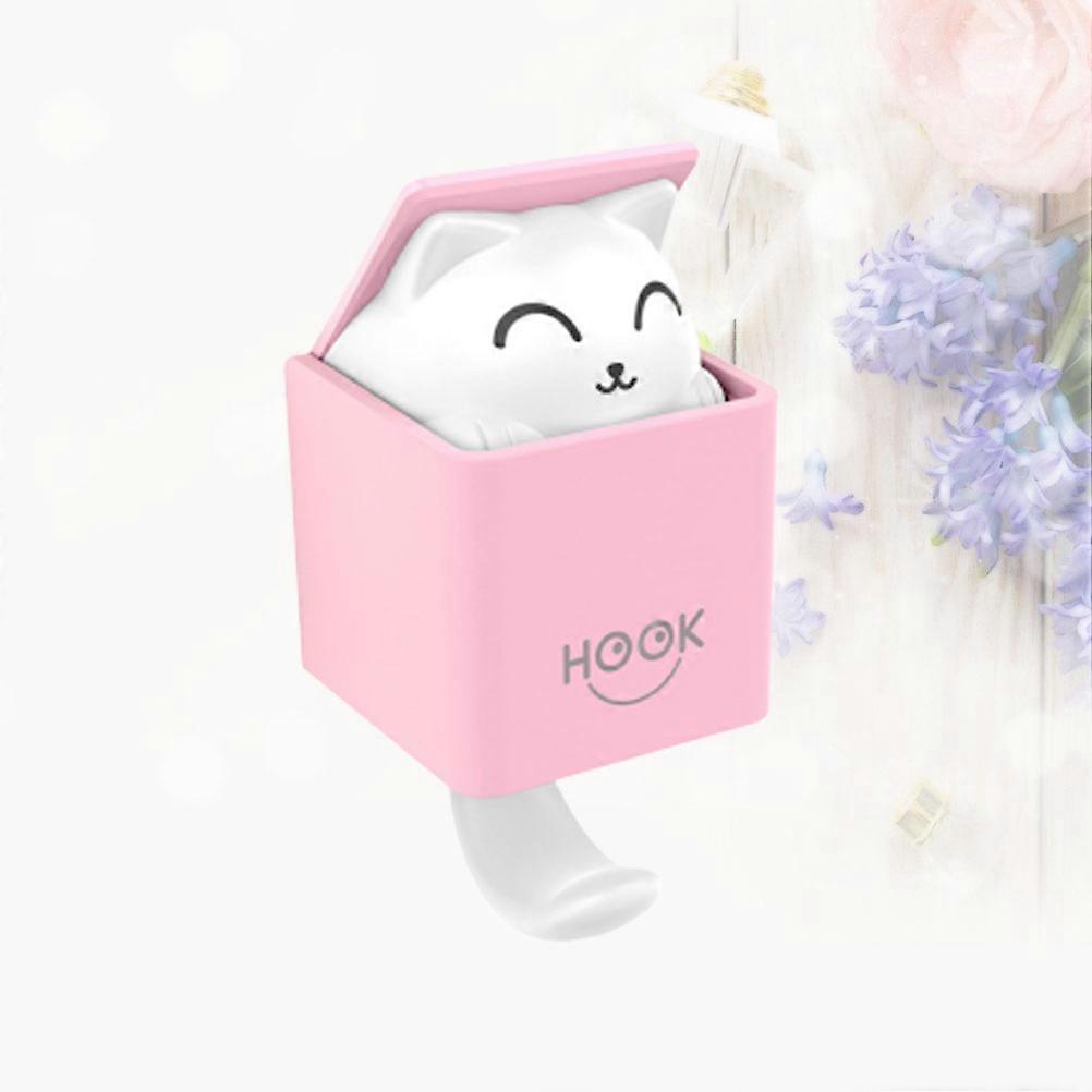 Decorative Wall Hook Creative Household Hook Cat Design Sensor Pink 5.1*12.8cm Easy Installation 1Pcs
