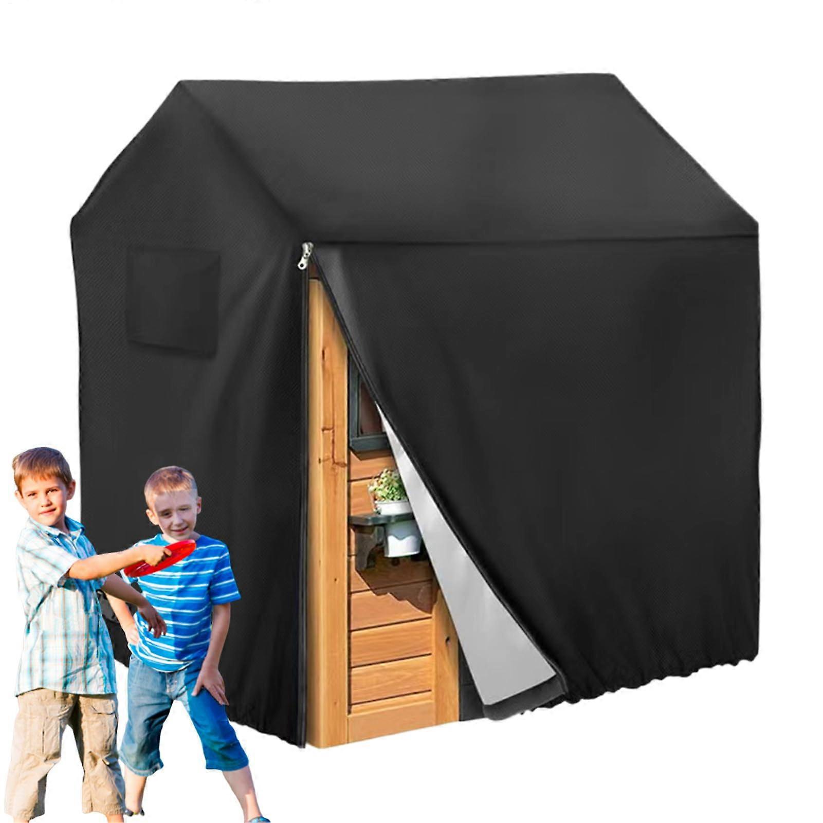 Protective Cover for Playhouses - Waterproof Black Tarpaulin, All Weather Protection for Wooden Playhouses, Garden and Backyard Use