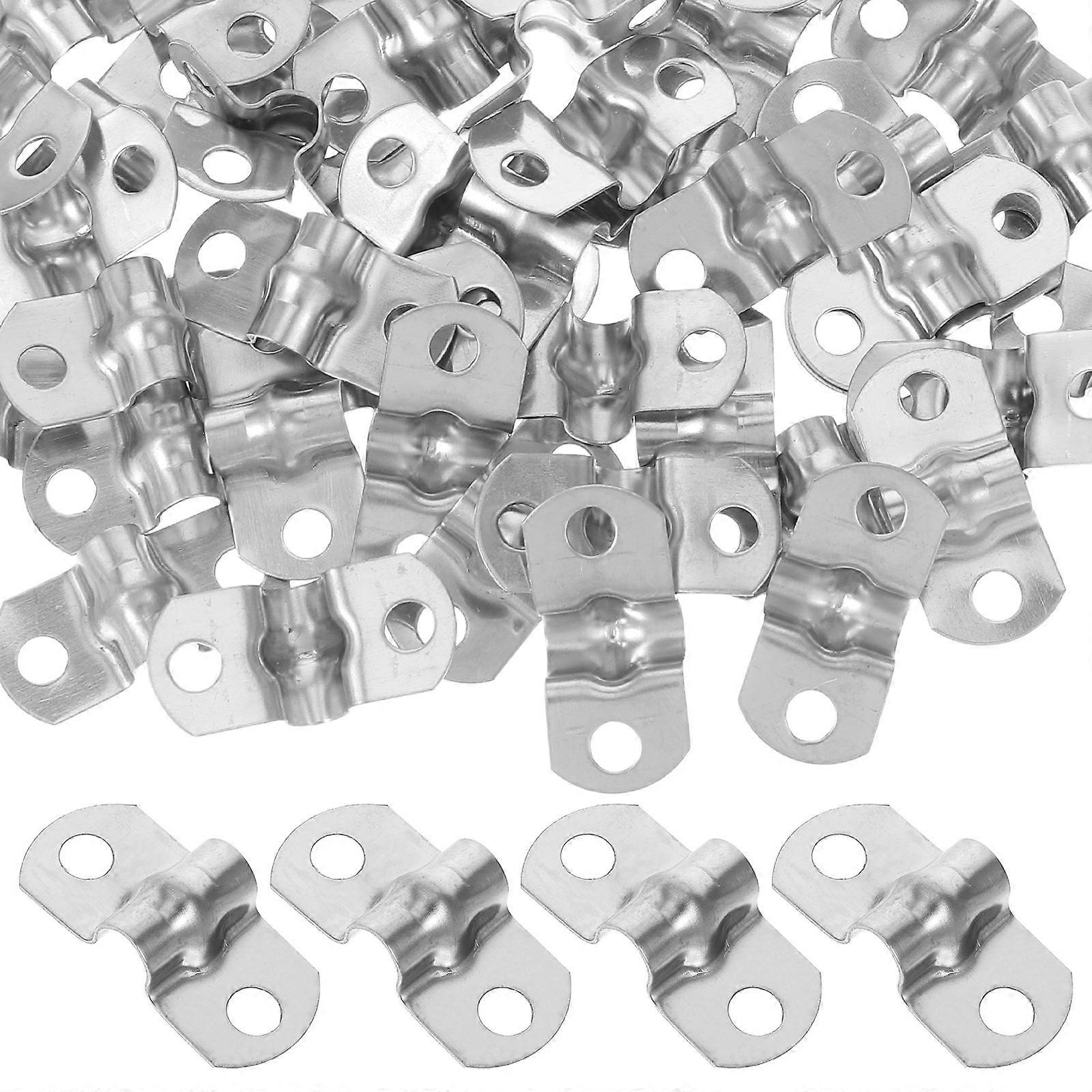 Stainless Steel U Bracket Pipe Clamps for Plumbing Support and Secure Installation Pipes and Cables Silver 2.60X1.20X0.50CM 50Pcs