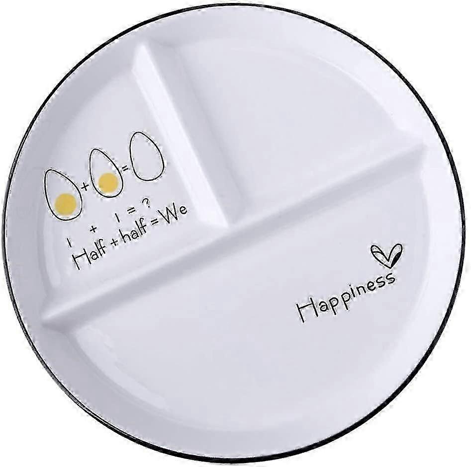 Split Ceramic Dinner Plate 3 Cut Food Plate
