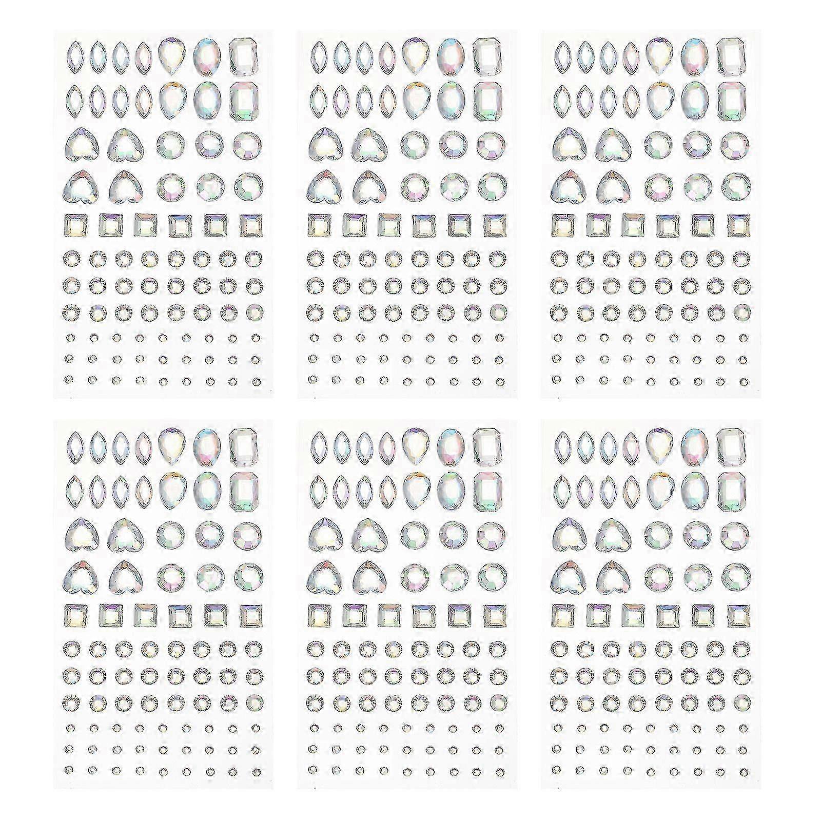 6 Sheets Decorative Acrylic Crystal Stickers Handmade DIY 3D Gemstickers