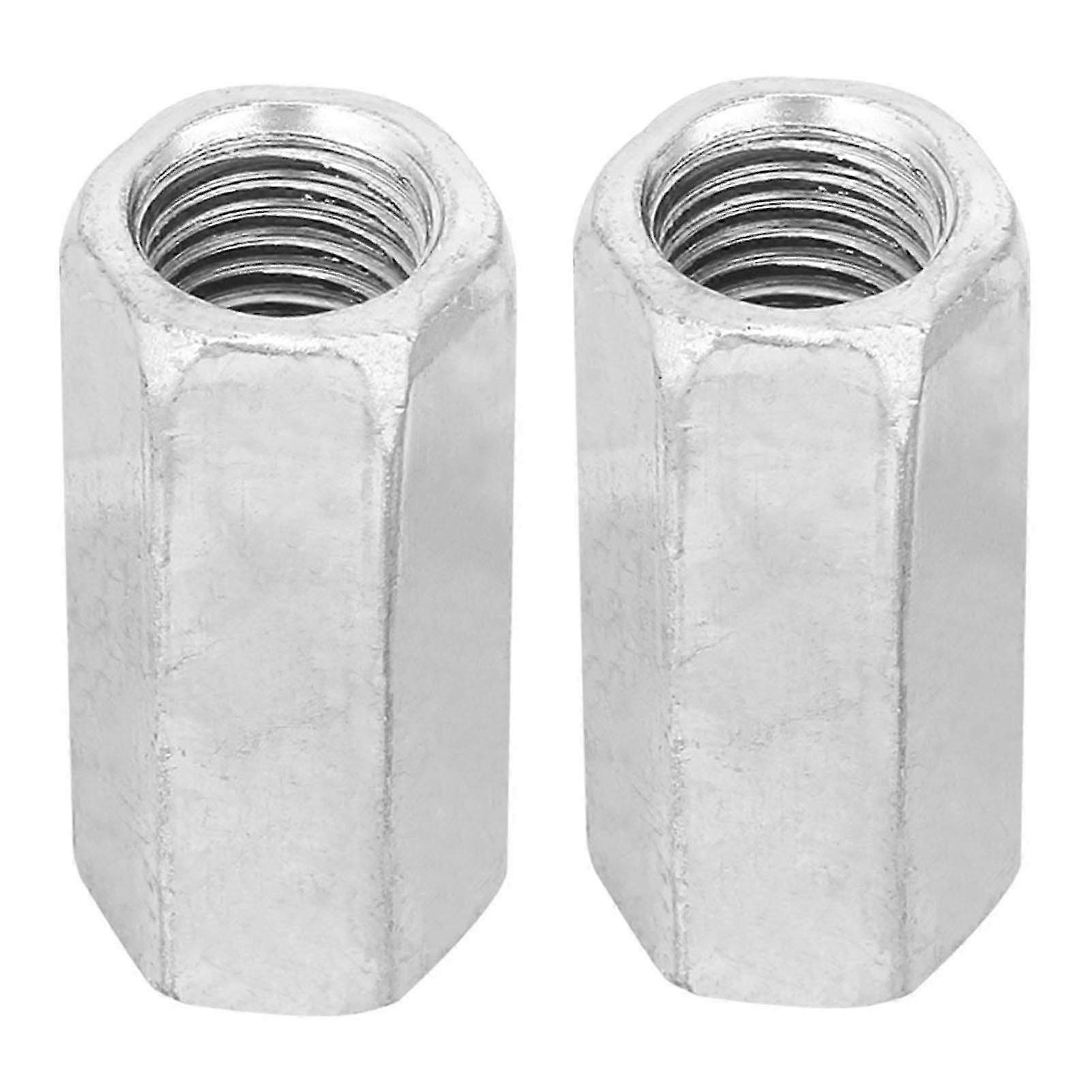 2pcs Zinc Plated Steel M16*50 Long Hex Nut Hexagonal Thread Nut Threaded Fasteners