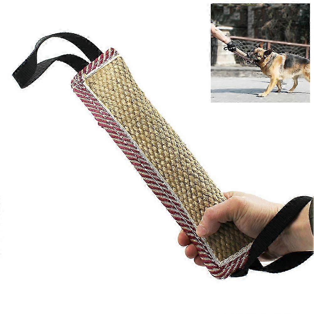 1PC Natural Coarse Hemp Dog Bite Toy with 2 Handles for Dog Training