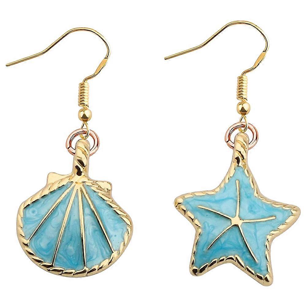 Asymmetric Decorative Earrings with Shell and Star Design for Summer Beach Style in Assorted Colors