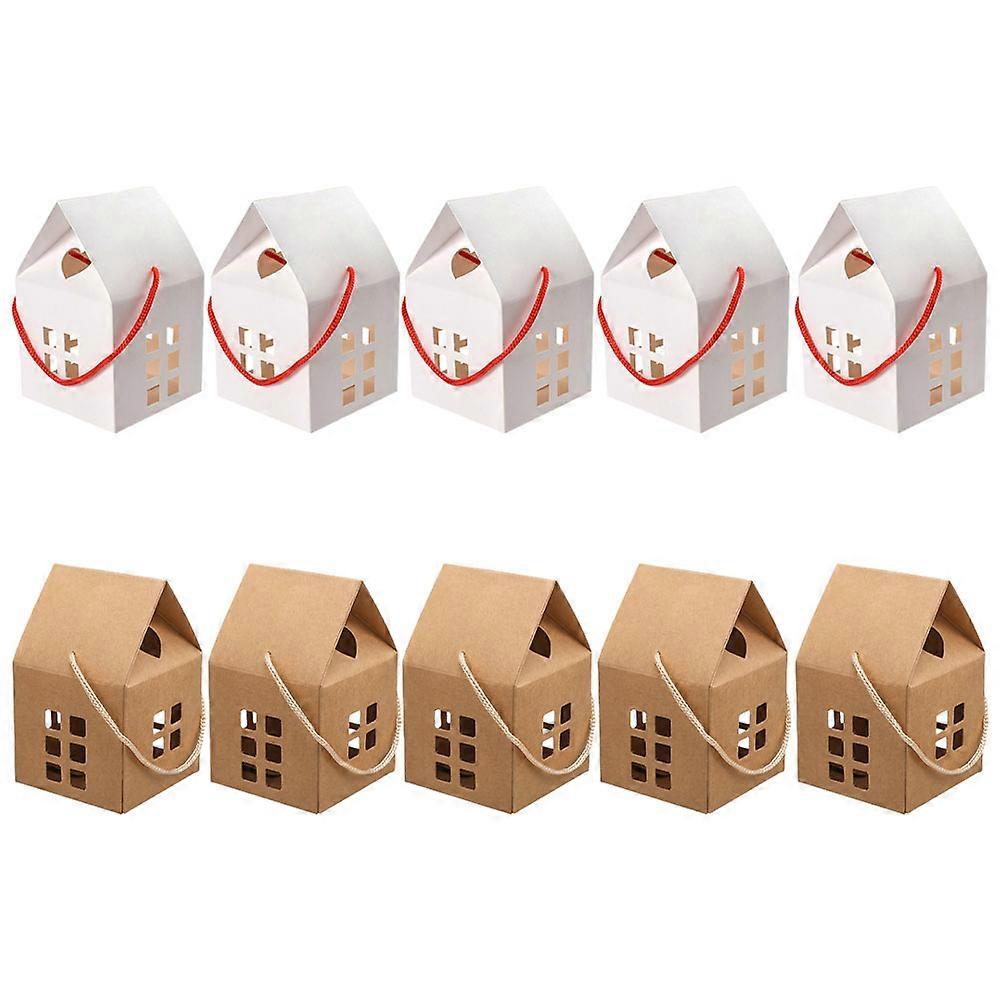 10pcs Wedding Candy Boxes, Paper Packaging Containers with Hollow Out Design, Kraft White Favor Boxes for Christmas Party, Candy, Cookie & Stocking