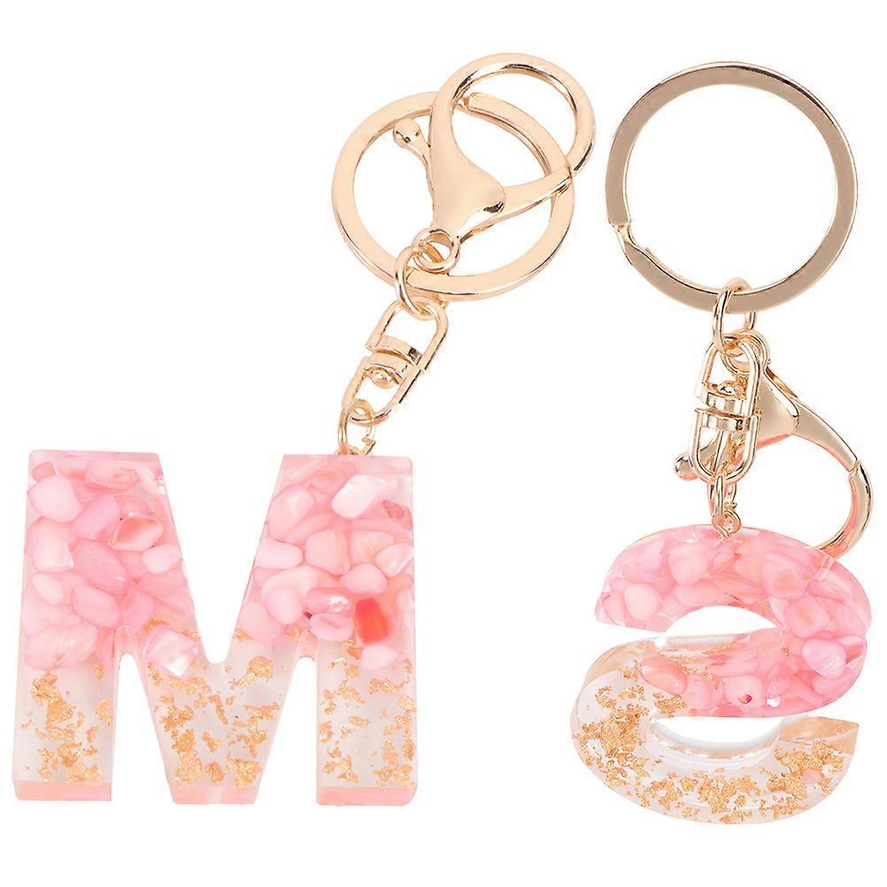 Keychain Decor Metal Keyring Key Pendant Stylish Letter Shape Alloy Accessory Daily Use 2Pack