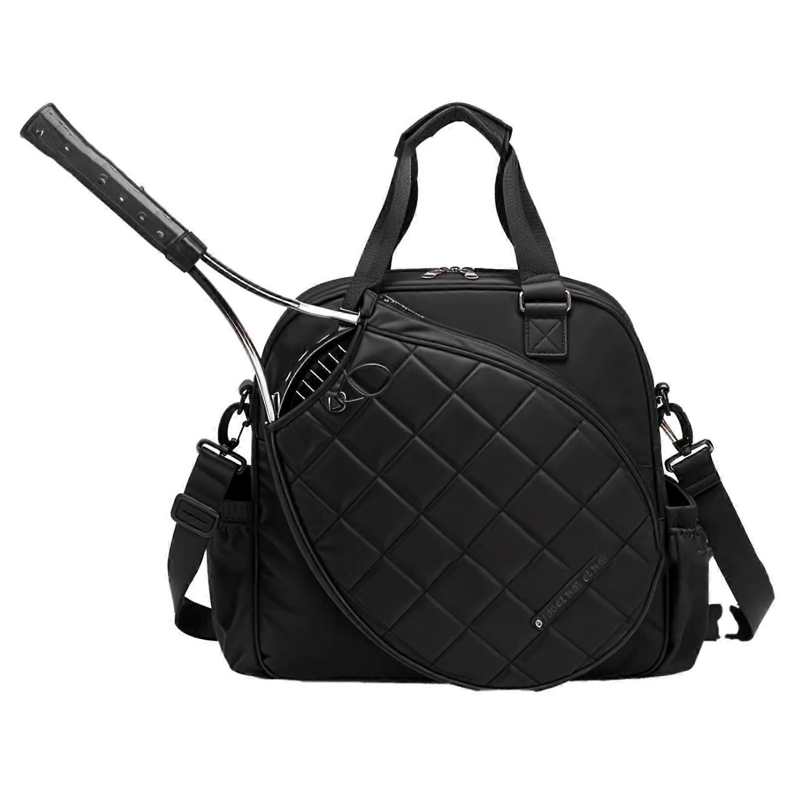 Large waterproof foldable tennis racket bag with adjustable strap, black