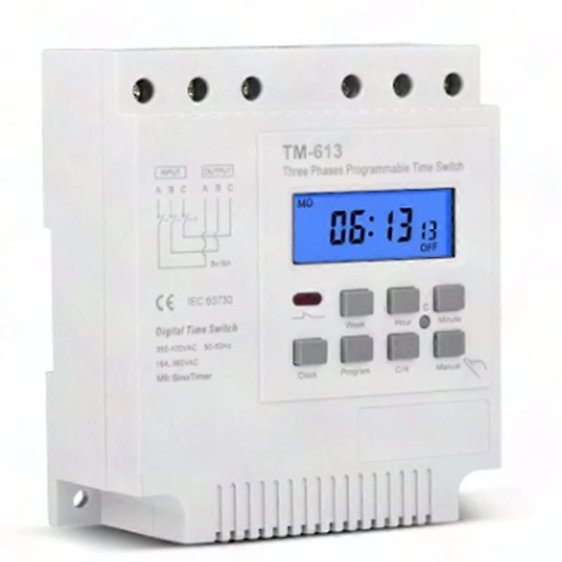 3-Phase Digital Timer Switch with Programmable Settings and Backlit Display, Compatible with 380V-415V Power Supply