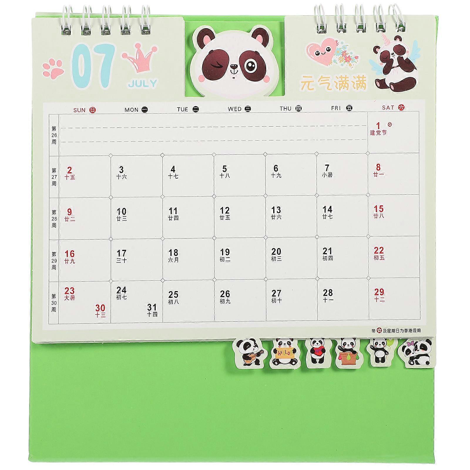 Planning Calendar Desk Calendar Office Use Mini Size Green Color Recording Plans 1Pcs