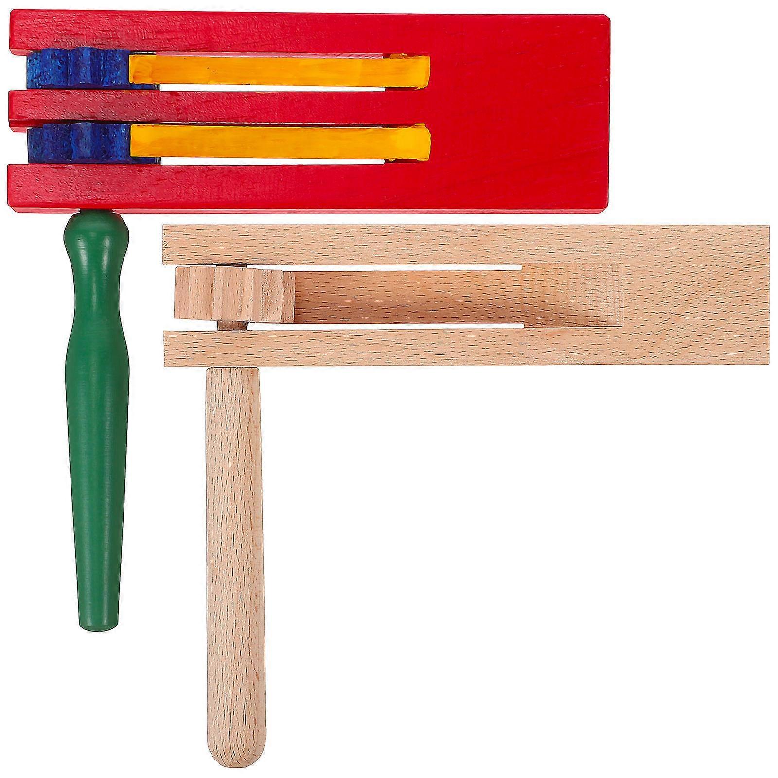 Finger Castanet Rhythm Toy Wooden Soundboards Single Layer Group Activities Hand-on Ability Exercise Assorted Color 2Pcs