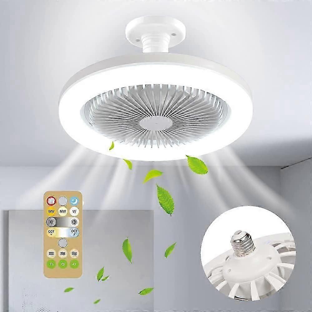 Quiet Ceiling Fan, Ceiling Fan with Lights and Remote Control with 30W LED Built-in Lamp and Remote Control Dimmable E27 Fan Bedroom Dining Room Kitch