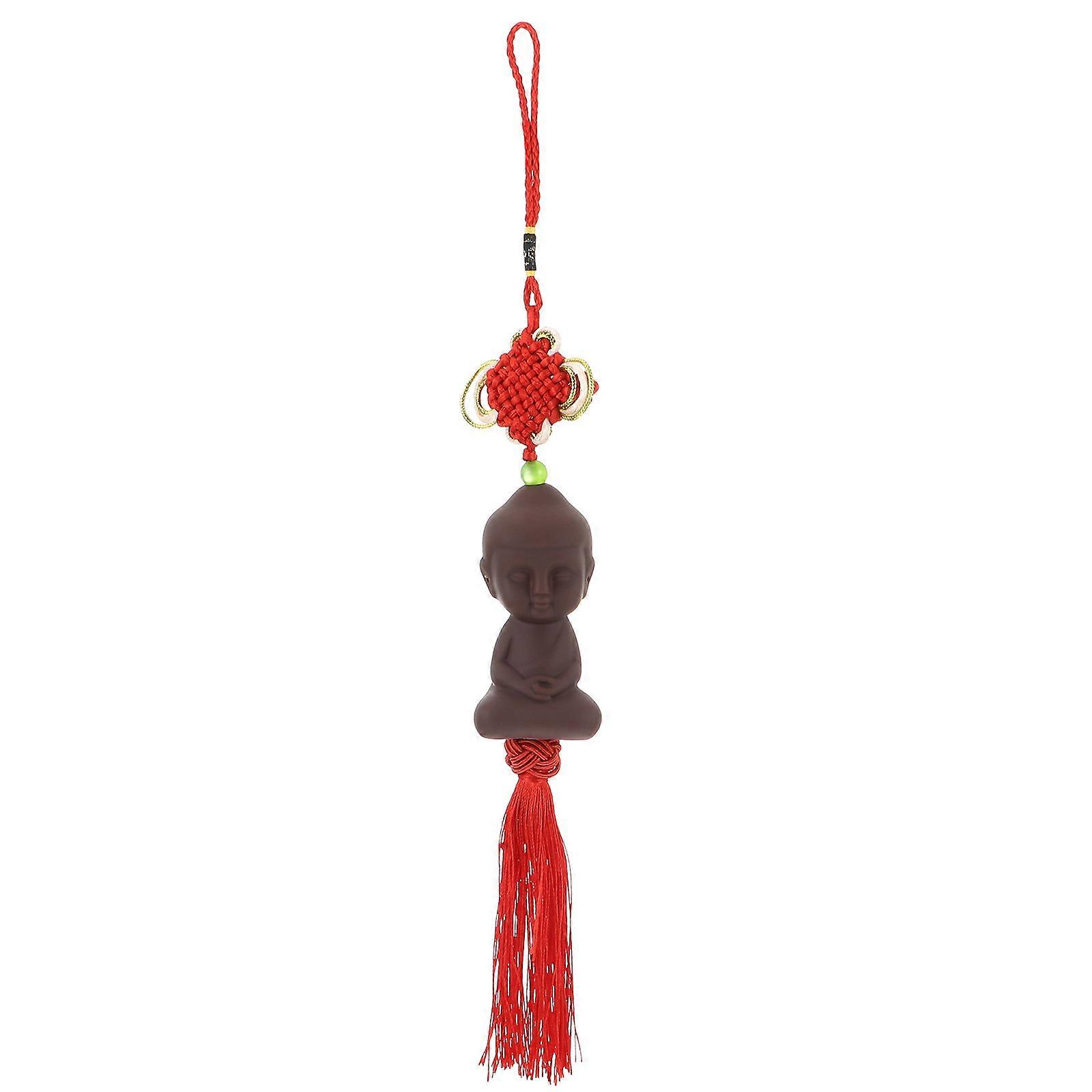 Auto Pendant Car Interior Decoration Buddha Design Red Vinyl 35X4.5cm Keychain 1Pc