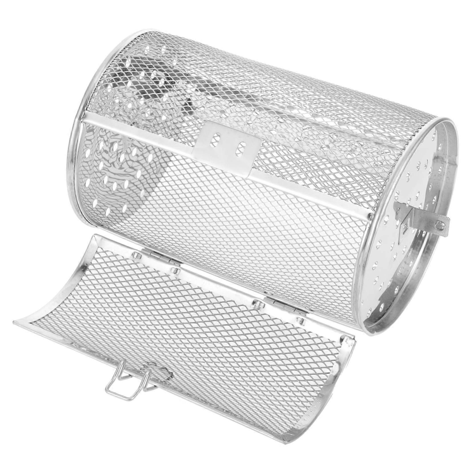 Rotating Kabob Grill Cage for Air Fryers Durable BBQ Accessory with Door for Evenly Grilled Vegetables, for Camping and Outdoor Cooking