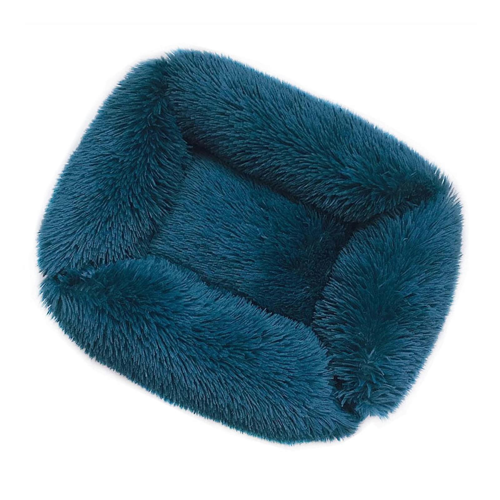 Soft Donut Dog Cat Bed, Warm Plush Pet Pillow Bed with NonSlip Bottom (Navy Blue, XL)