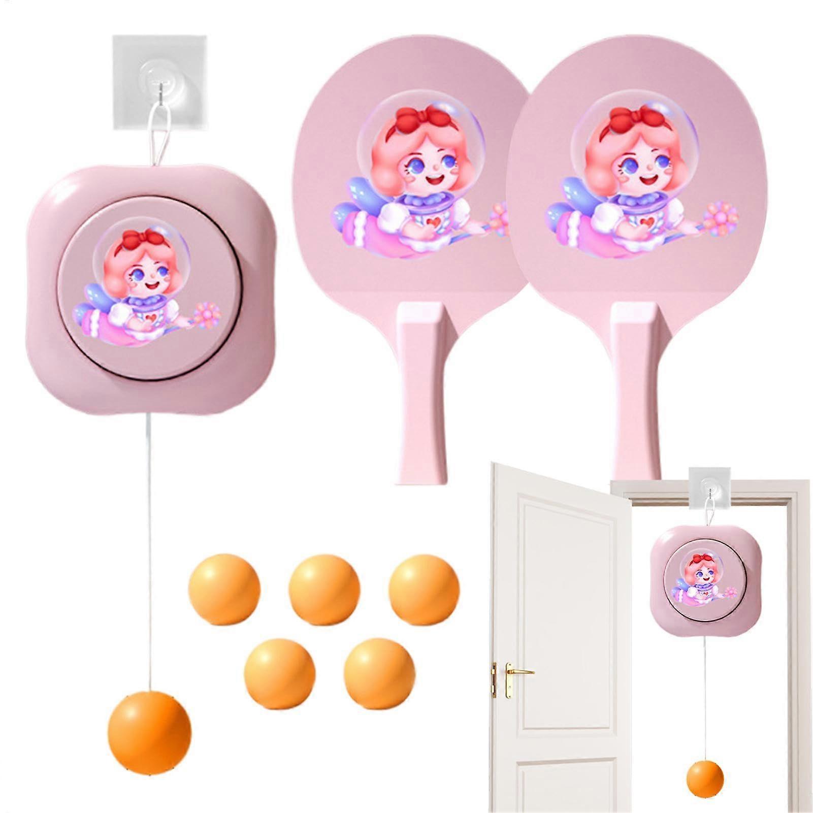 portable table tennis set, adjustable trainer set, ping pong trainer with bat for children Rosa
